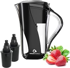 Naples Naturals 109X2 Alkaline Water Filter Pitcher - Removes Chlorine and Contaminants Plus Increases pH (Black)