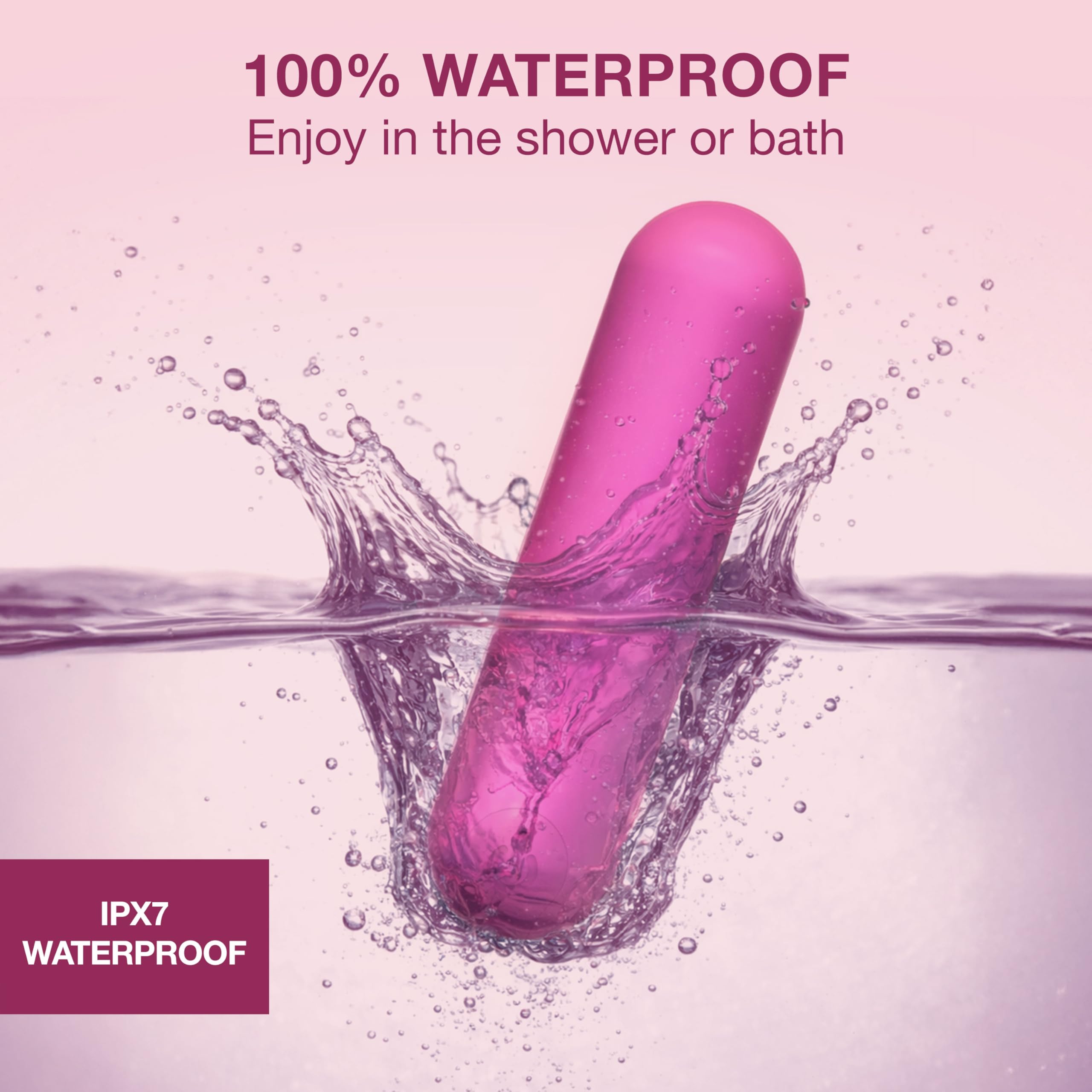 plusOne Bullet Vibrator for Women - Mini Vibrator Made of Body-Safe Silicone, Fully Waterproof, USB Rechargeable - Personal Massager with 10 Vibration Settings: Dark Pink Mini
