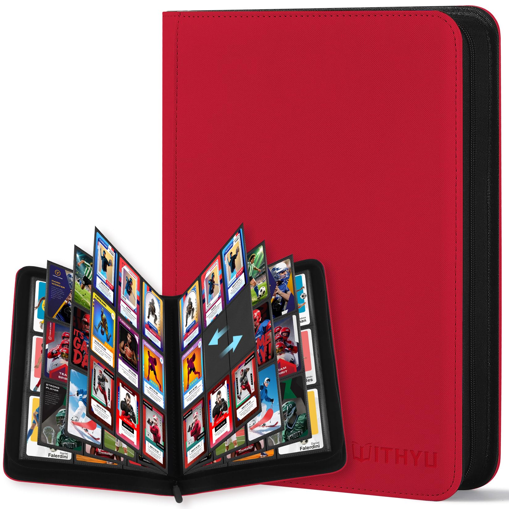 Premium Card Holder with 9-pocket Slots for 540 Cards – Trading Card, Game Card & Sports Card Album (Red)
