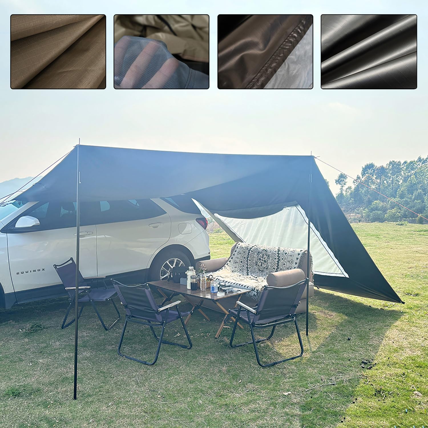 Toldo Caravana Universal, 4.8x2.8m, Toldo para Coche y Furgoneta, Tienda de Campaña Lateral Impermeable, Toldo Camping para SUV Camper Furgonetas