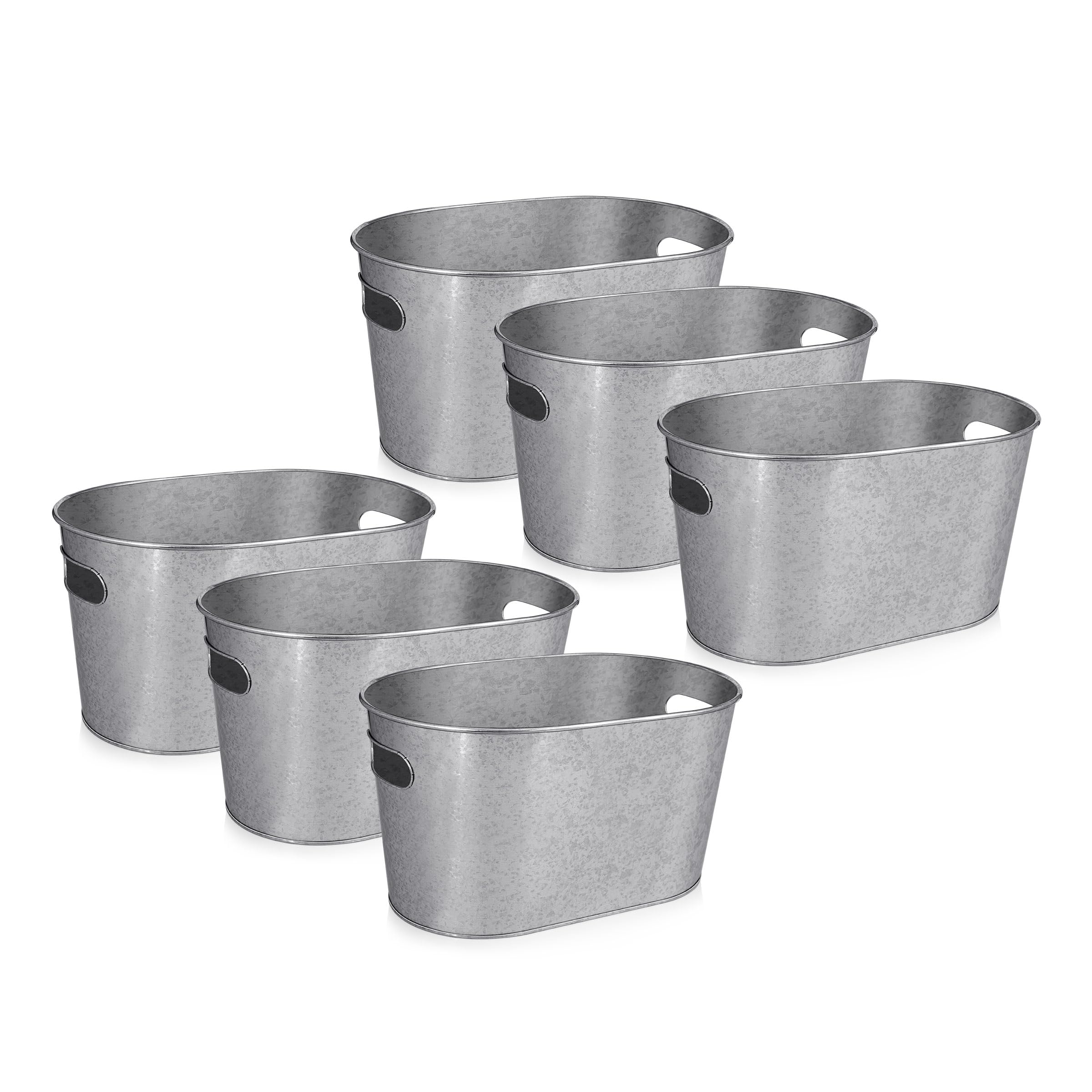BARsics Barattolo in metallo zincato da 5 litri per bevande, bottiglie di birra, fioriere e decorazioni, leggero e resistente, 30,5 x 20,3 x 16,5 cm (confezione da 6)