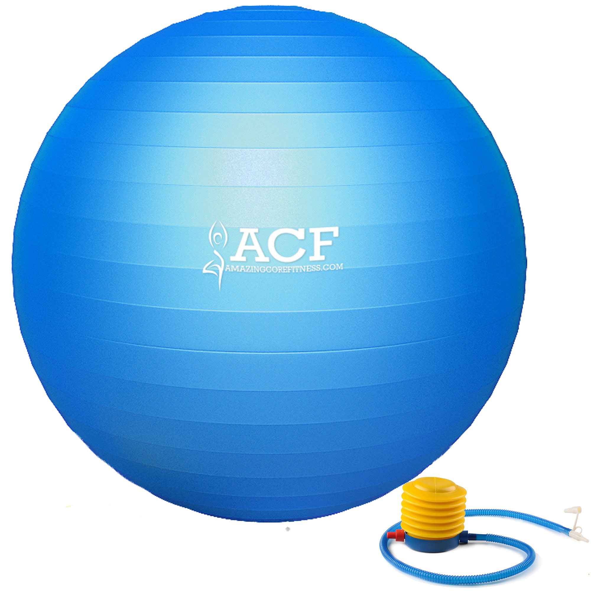 ACF Exercise Ball w/Pump - Anti Burst & Slip Resistant Stability Fitness Ball
