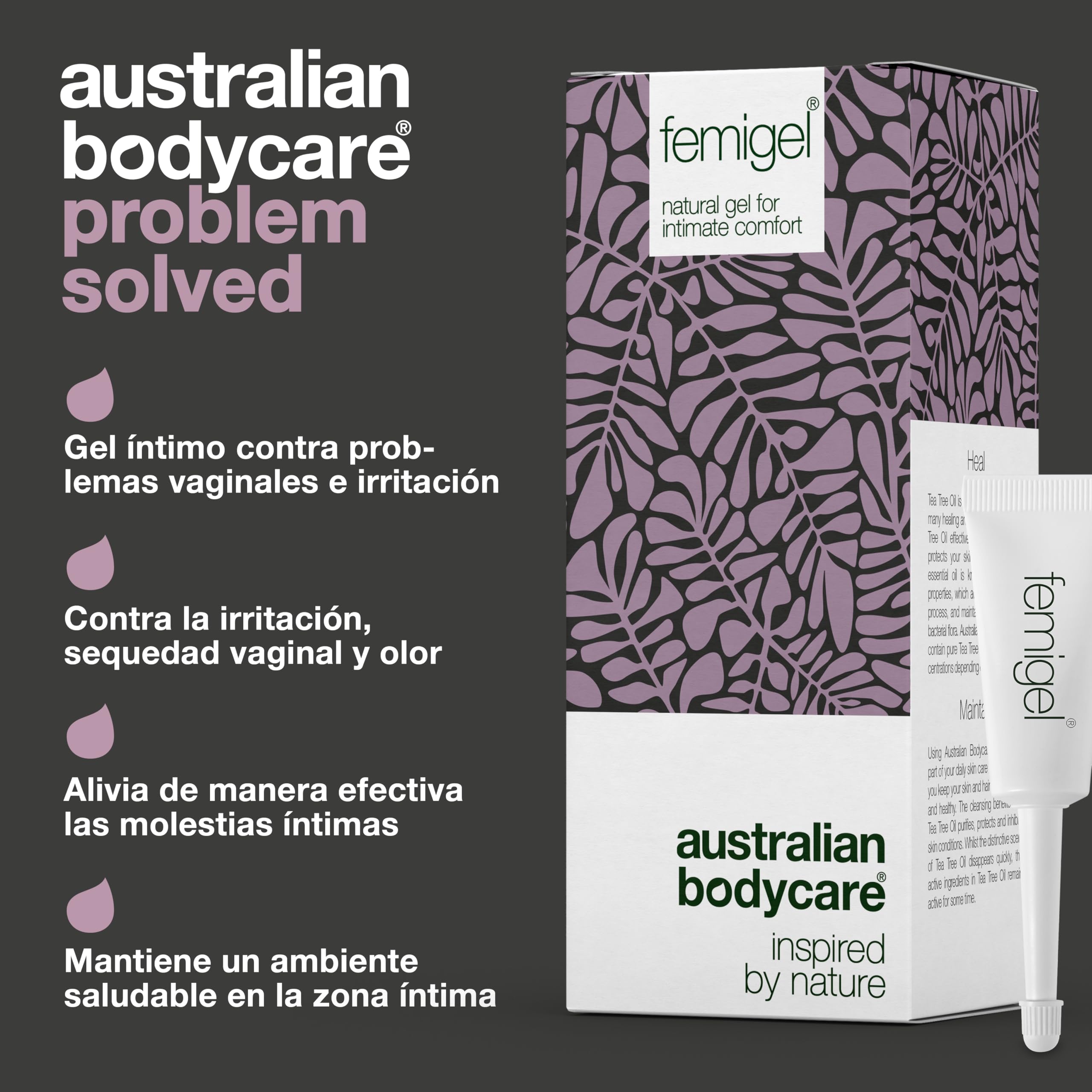 Australian Bodycare Femigel 15x7ml | Gel sin hormonas para sequedad vaginal | Crema íntima de Tea Tree Oil natural | Clínicamente probado para picazón, irritación u olor indeseado de partes íntimas