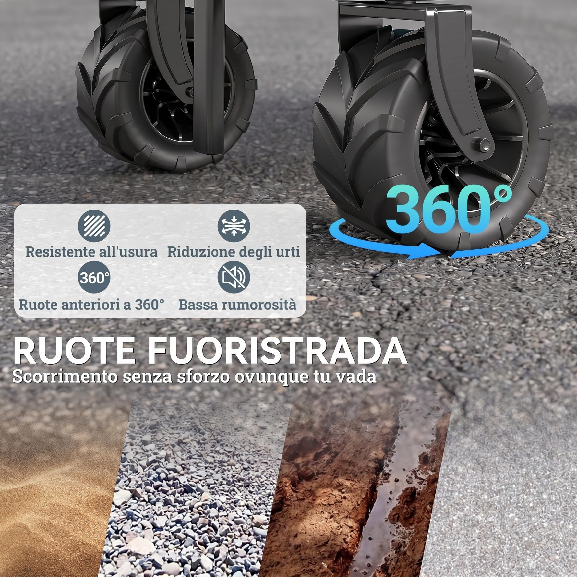 Outsunny Carrello da Campeggio 205L con 4 Ruote Ampie Grandi, Carrello Spiaggia Pieghevole in Acciaio e Tessuto Oxford con Maniglia Telescopica Regolabile, per Giardino Campeggio, Carico 70kg, Grigio