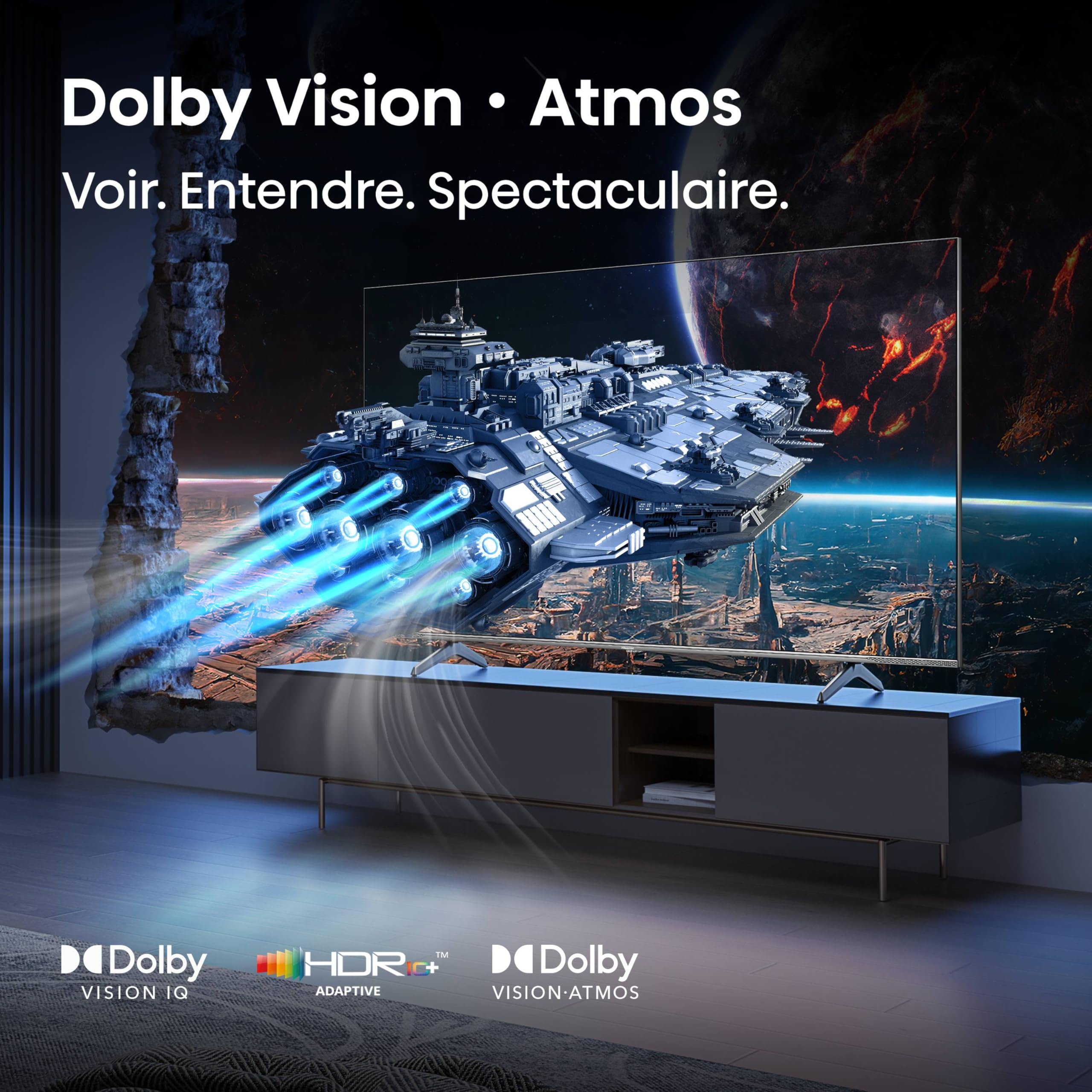 Hisense 55E8Q 55 Pouces (139 cm) - Téléviseur 4K Mini-LED QLED, Dalle 144Hz Native, Dolby Vision IQ & Atmos, Mode Jeu Pro, Smart TV Vidaa