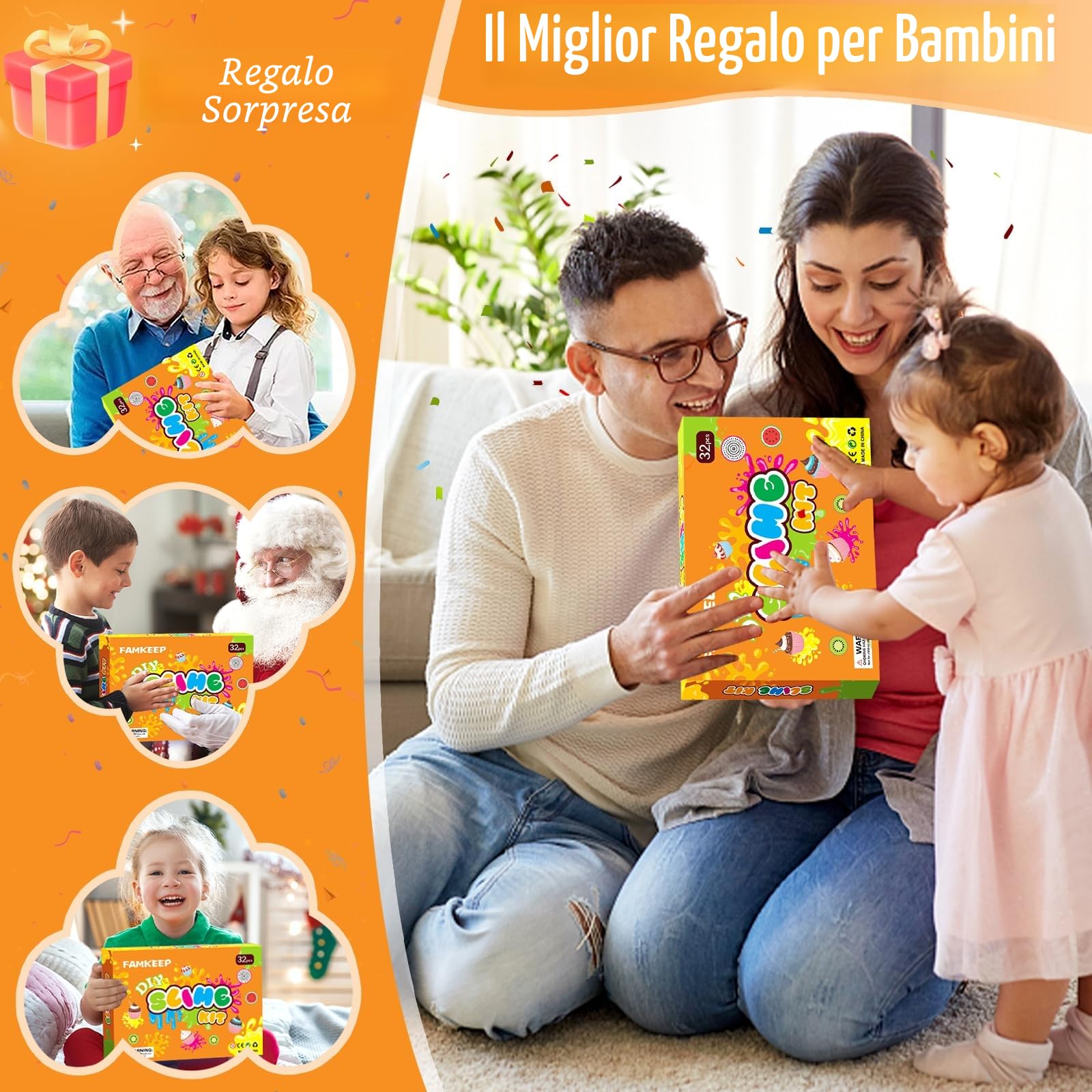 FAMKEEP Fluffy Butter Slime Set, 32 colori Fluffy Butter Slime Set,Putty Giocattoli,Crystal Slime per Bambini,DIY Slime Morbido ed Elasticizzato per Bambine e Bambini Regalo