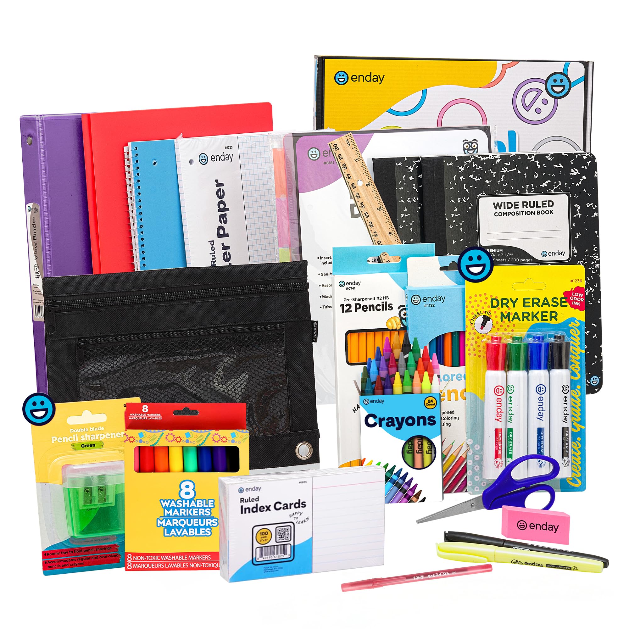 Enday Kit de fournitures scolaires de 4e et 5e année – Kit de rentrée scolaire de 79 pièces, fournitures scolaires de qualité supérieure pour filles et garçons, fournitures scolaires et quatrième