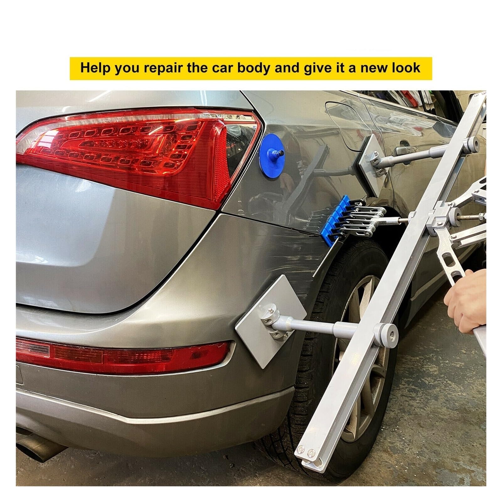 Zestaw narzędzi do naprawy wgnieceń z dźwignią, aluminiowy drążek prostujący, przyssawki do naprawy uszkodzeń karoserii, bezpieczna obsługa dla początkujących, zestaw 9-częściowy