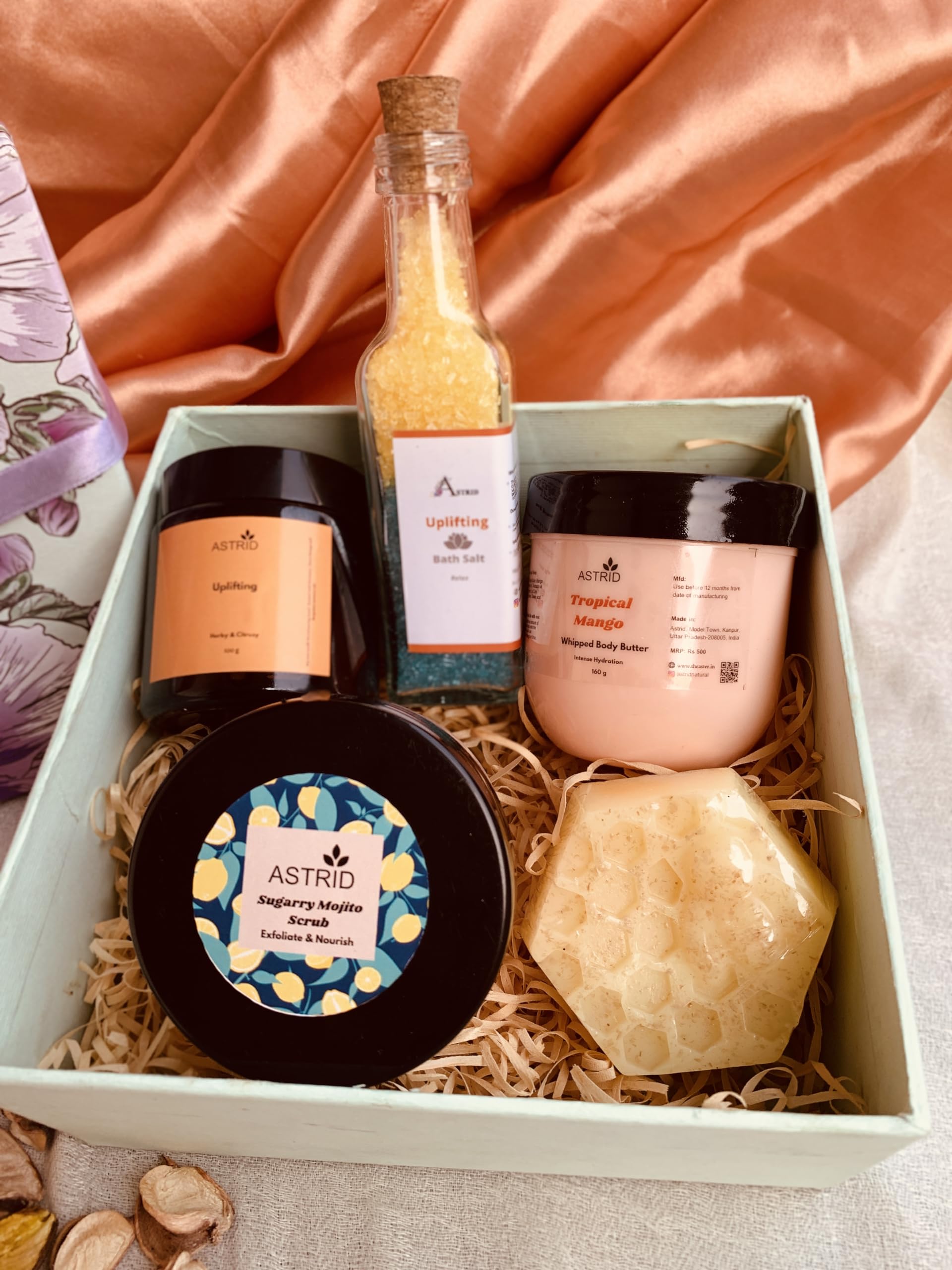 Astrid Delicate Citrusy and Mango gift set, Calming and Uplifting, Set of 5, Women's Day Gifting, Bath and Body Care, Wellness Spa hamper, Bridesmaid hamper, Paraben and Sulphate free-image-46
