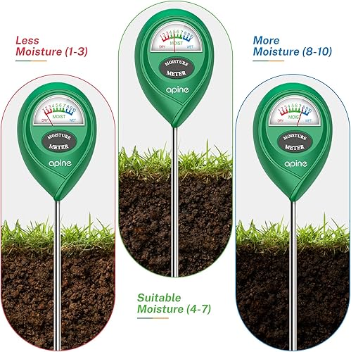 Miniatura 5 de apine Medidor de humedad del suelo, medidor de humedad de plantas, medidor de agua para plantas de interiorexterior, hidrómetro para plantas (verde)