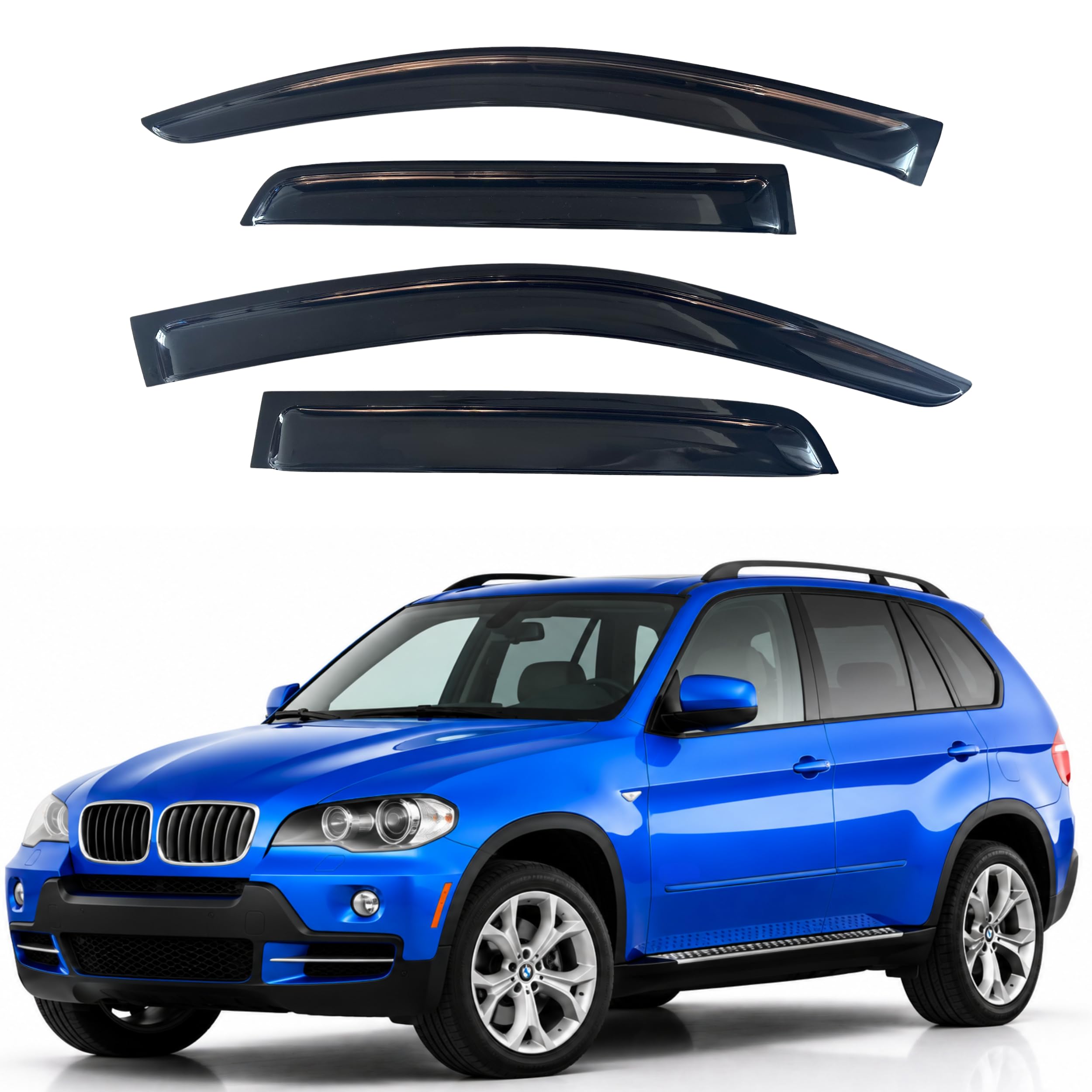 IG Window Visors Fit for 2007-2018 BMW X5, Out-Channel Rain Guards Vent Wind Deflectors 4PC, Car Accessories for 07-18 BMW X5