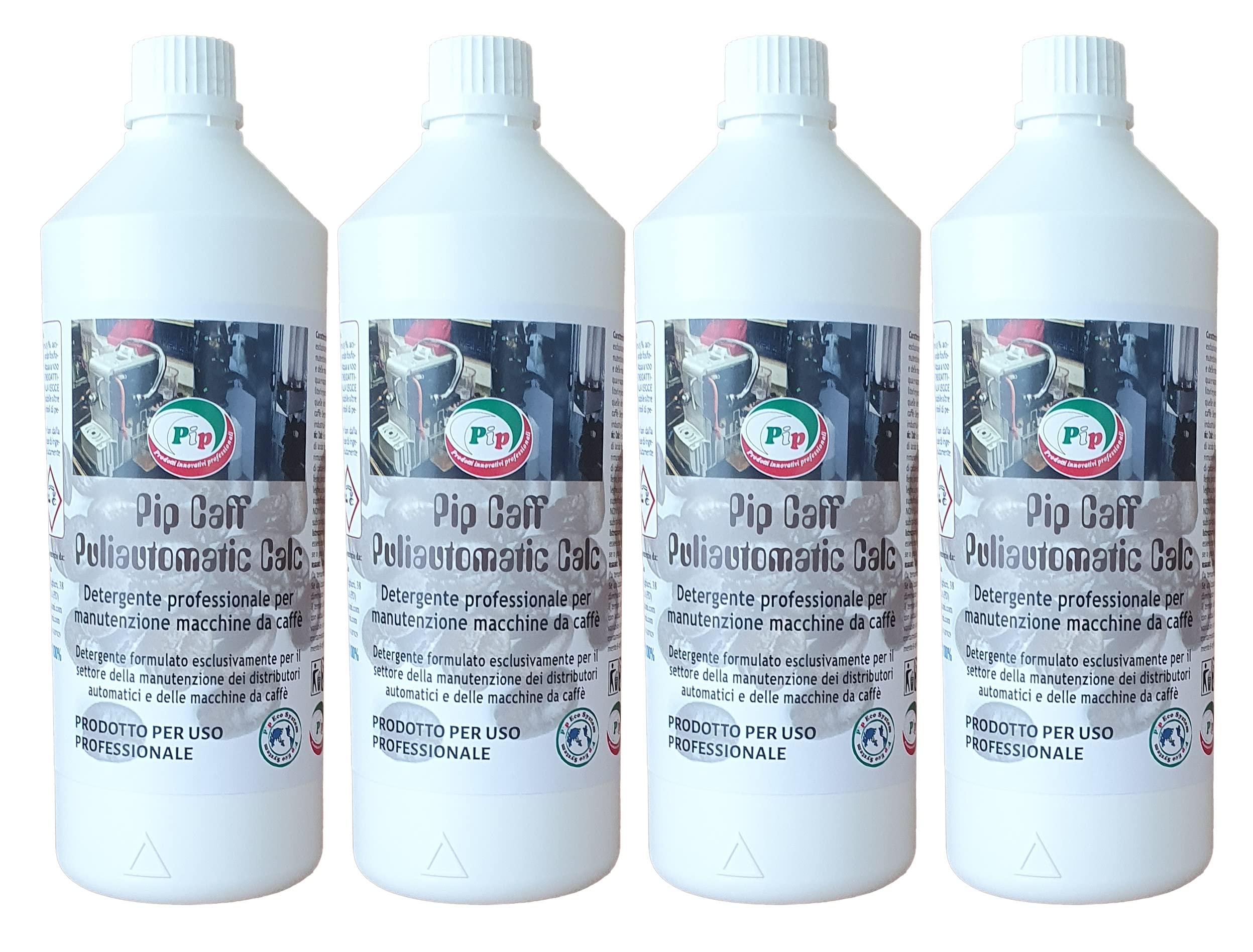 Pip Caff Puliatomic Calc - Disincrostante Professionale per Macchine da Caffè e Distributori Automatici - Detergente Anticalcare per Caldaie e Circuiti - FL 4 x 1L