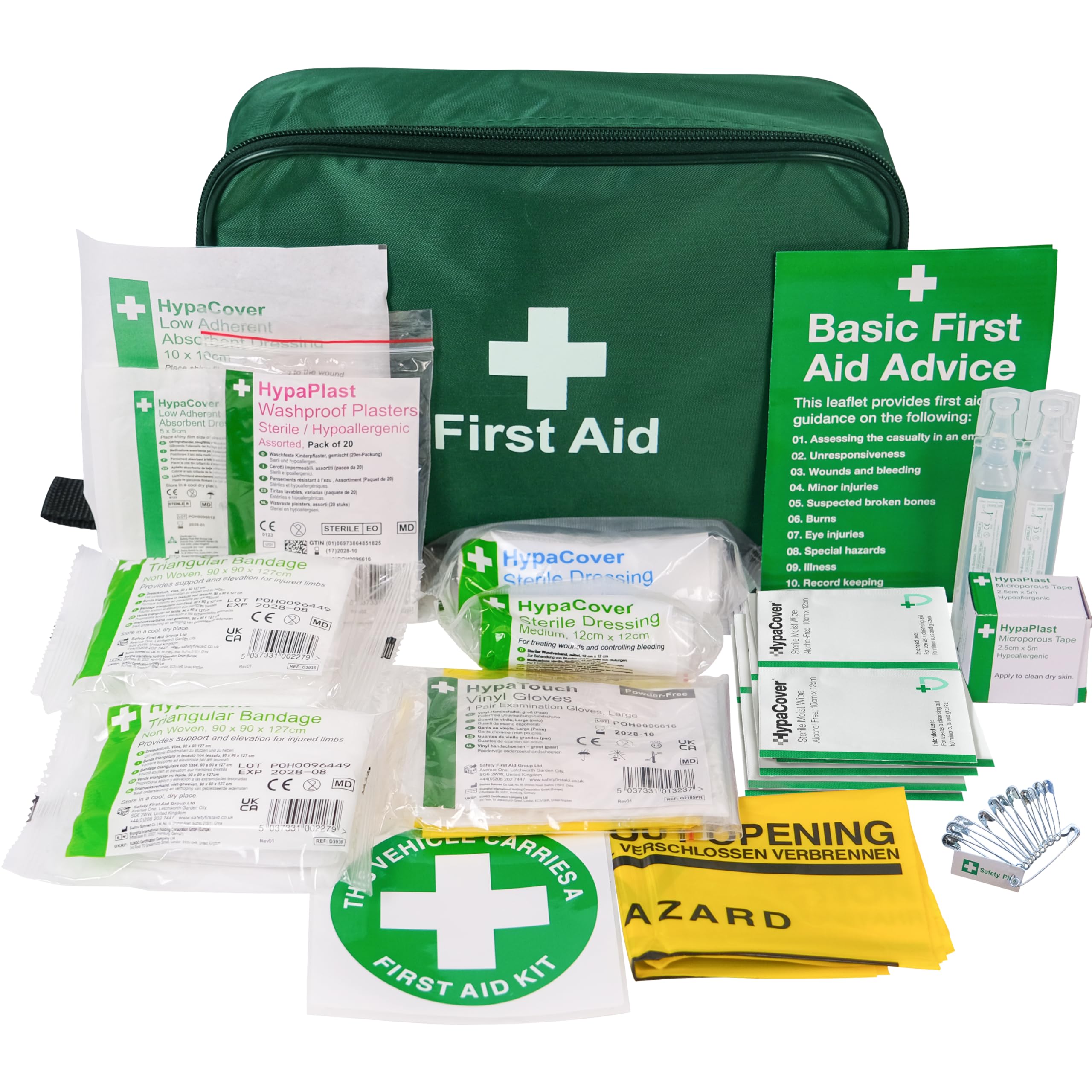 1 X Safety First Aid Vehicle Kit In Nylon Case Plasters Bandage Wipes Emergency