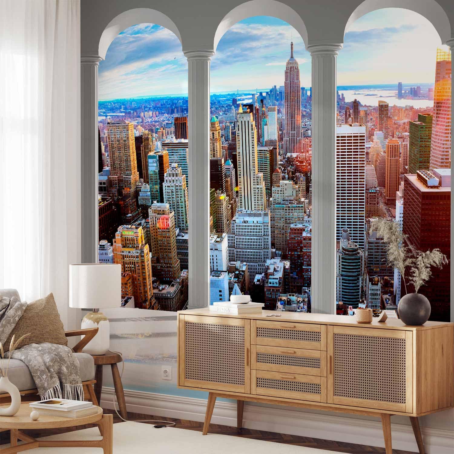 Murando Fotomurales Nueva York 400x280 Cm XXL Papel Pintado Tejido No Tejido Decoración De Pared Decorativos Murales Diseno Fotográfico Manhattan Skyline D B 0255 A A