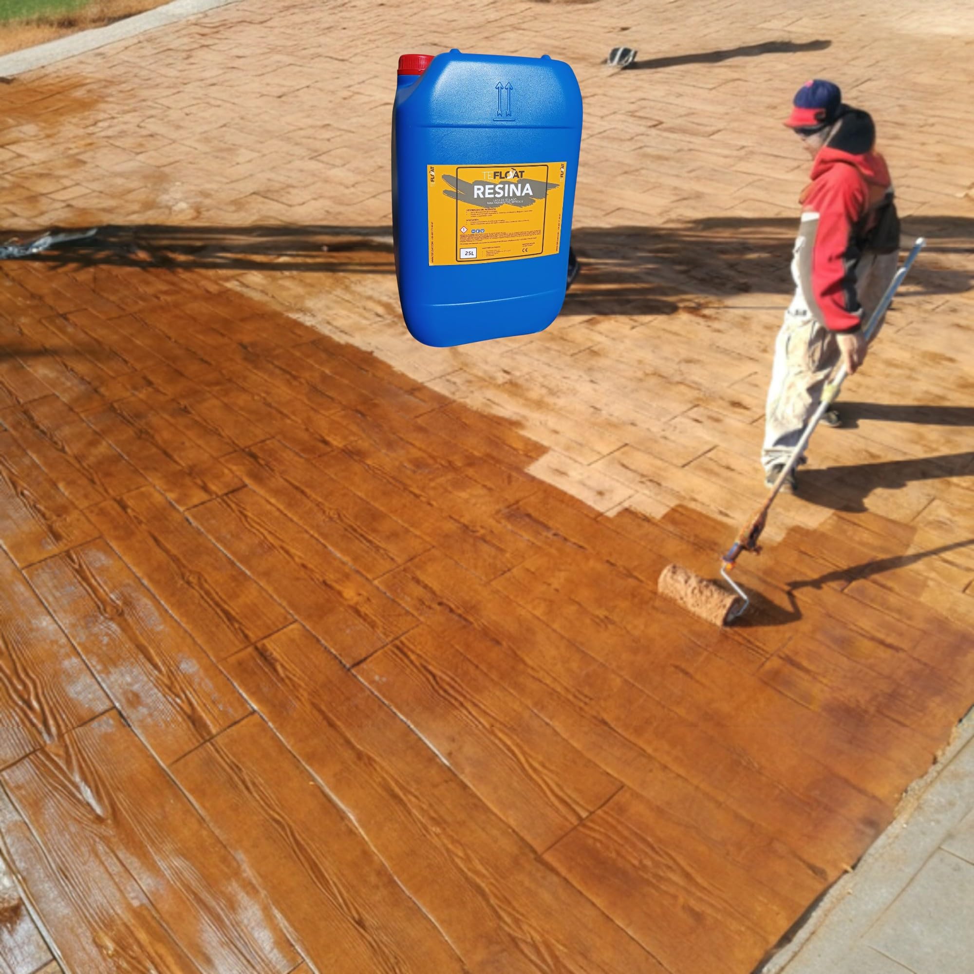 Resina - Barniz para Hormigón Impreso al agua - Protege el Suelo penetrando en el poro, Revive el color del Pavimento de Hormigón (25 litros) SEALER