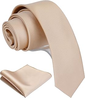 2.4" Slim Necktie and Handkerchief Set For Men Solid Skinny Tie Set