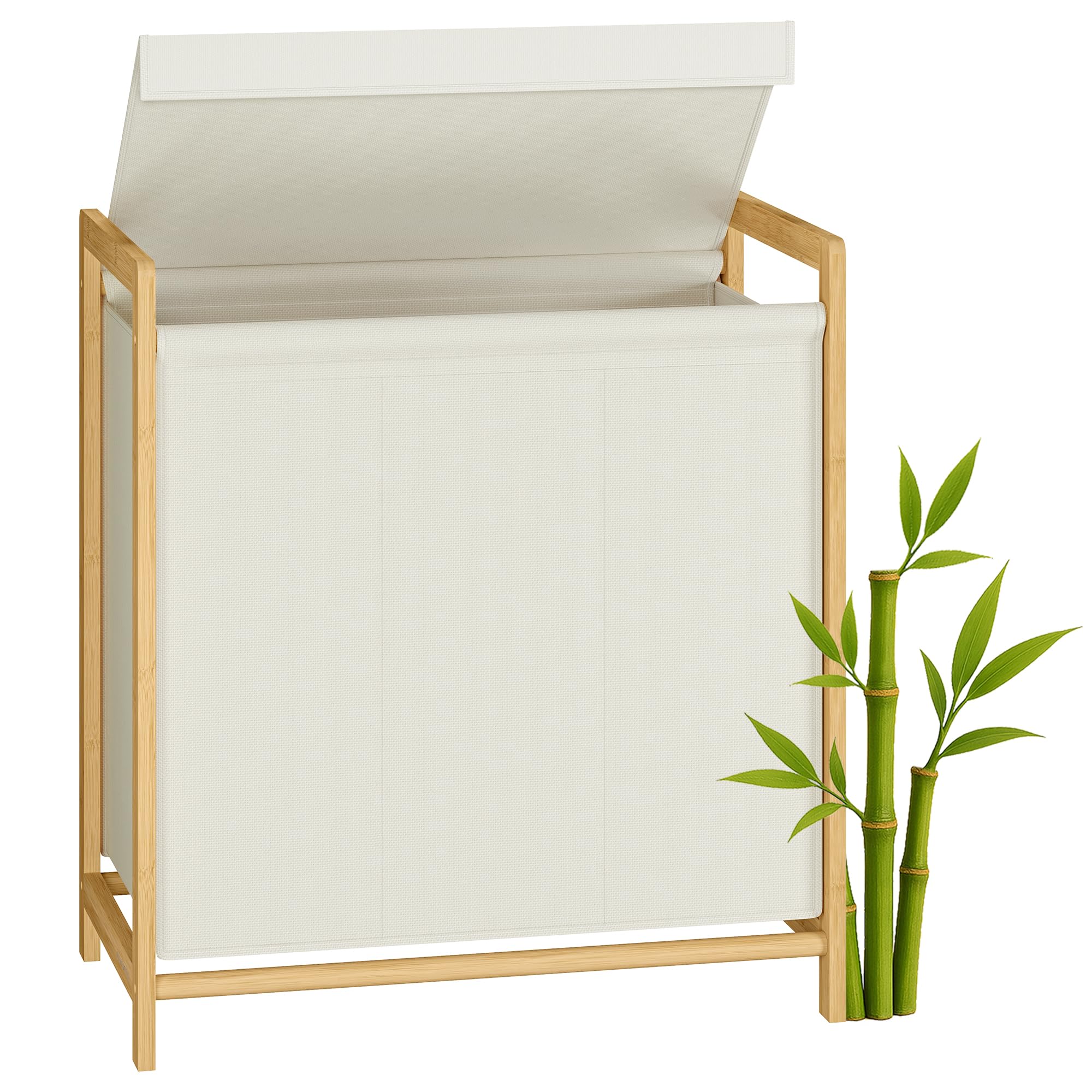 Laundry hamper with compartments and removable liner, 150 L