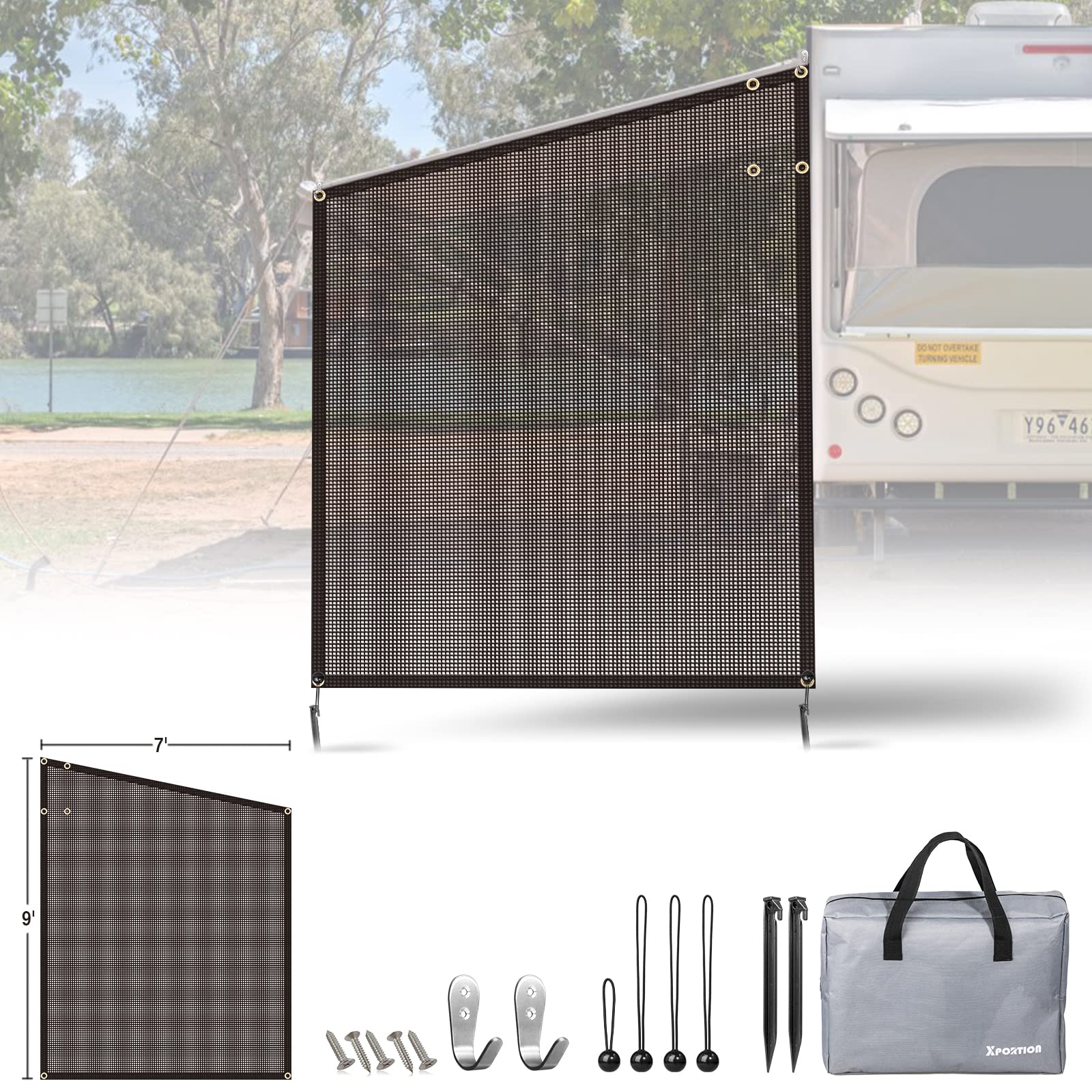 Buy XPORTION RV Awning Side Shade, 7'×9' RV Awning Sun Shade Screen, RV