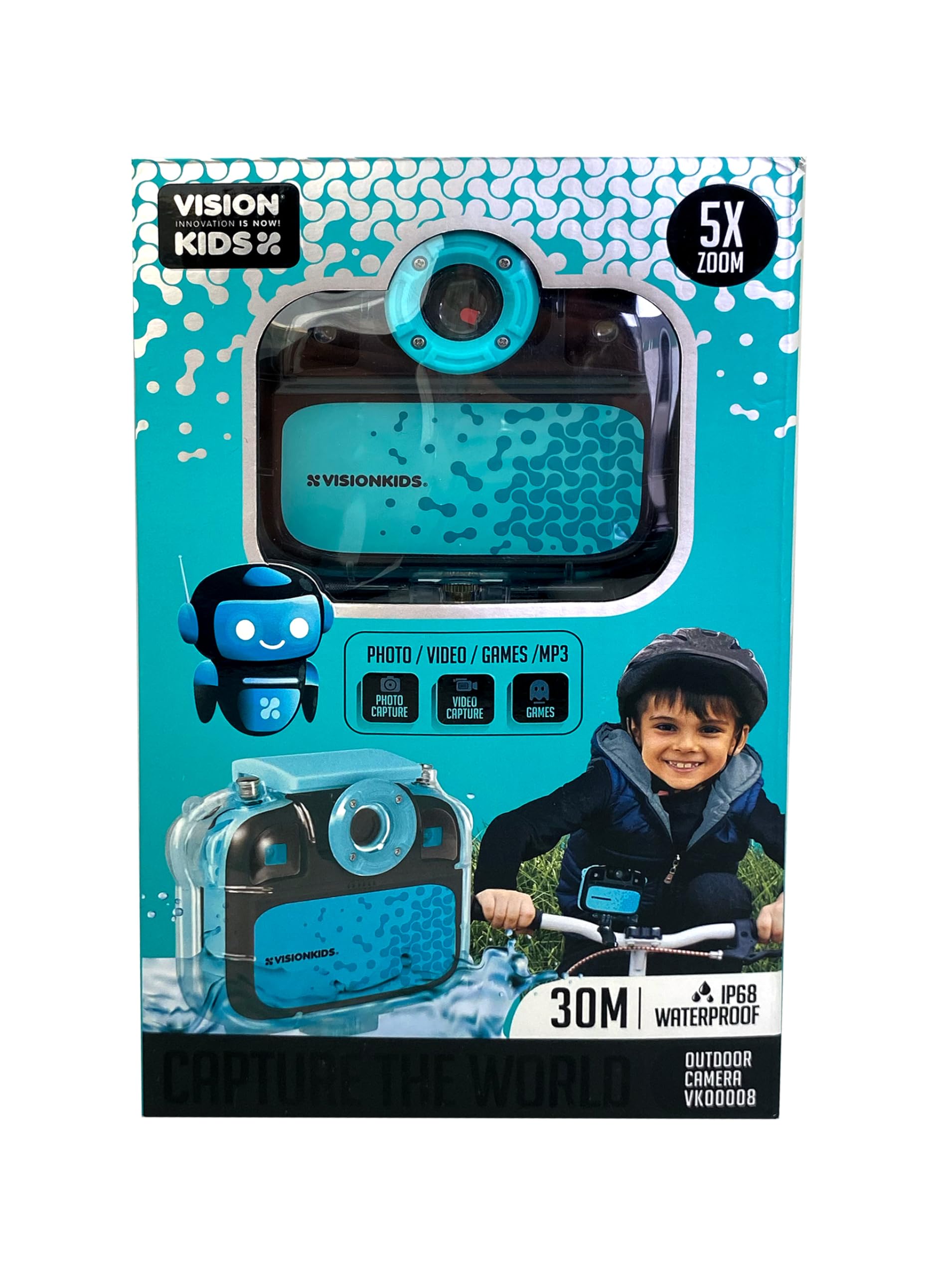 Vision Kids - Cámara Sumergible Infantil, Resolución 1080P HD, Resistente al Agua, Fotos y Video, MP3, Ideal para Aventuras al Aire Libre, Regalo Creativo para Niños