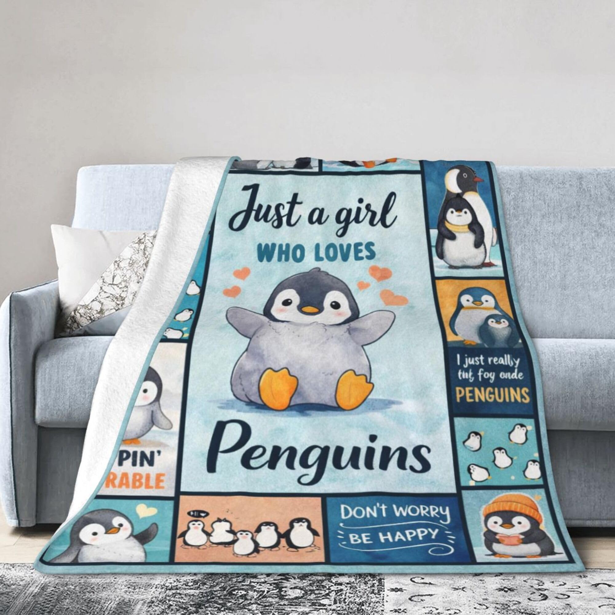 Penguin Blanket Penguin Throw Blanket Super Soft Cozy Plush Fluffy Fuzzy Fleece Blankets Gifts for Girls Women Boys Kids Adults 40"X50"
