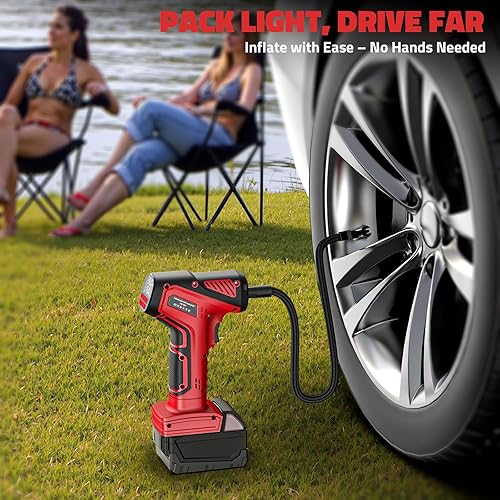 Miniatura 4 de Inflador de neumáticos de 150 PSI, compresor de aire portátil bomba de aire inalámbrica compatible con batería Milwaukee de 18 V - Bomba de