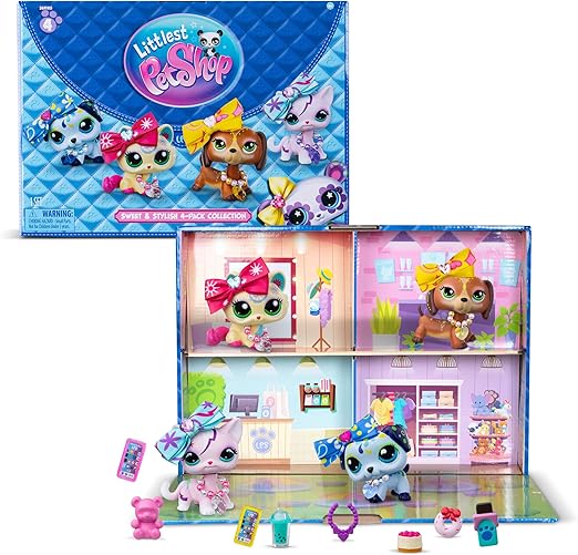 Littlest Pet Shop- Sweet & Stylish Bundle Set - Series 4 - Gen 7 Authentic LPS Bobble Head Toy Figure, Collectible Toy Animal, Ages 4+