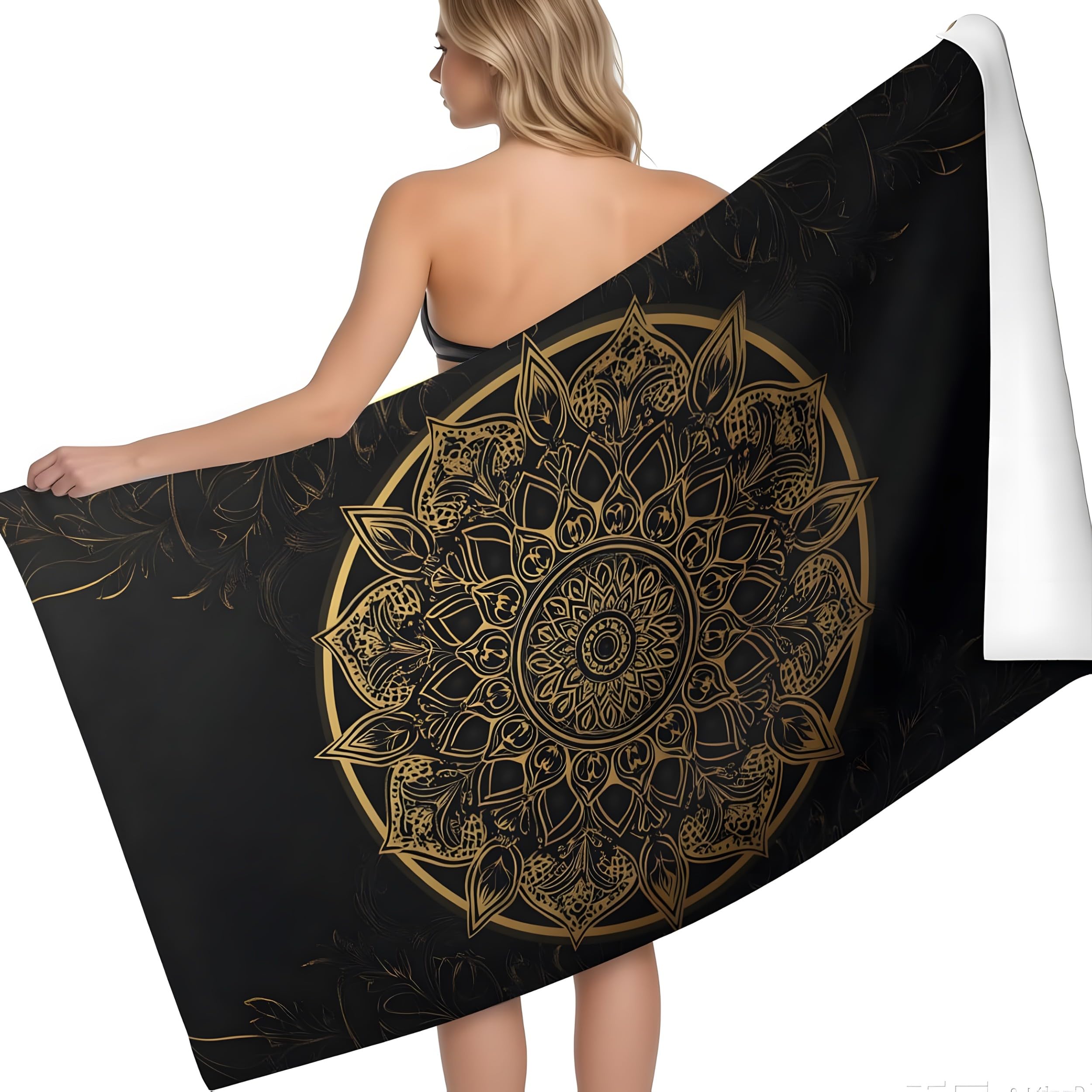 YZQGLHP Circle Microfibre Beach Towel Bohemian Beach Bath Towel Quick Drying, Lightweight, Sand-Free, Durable, for Pool, Gym, Camping, Travel Towel 70x130cm