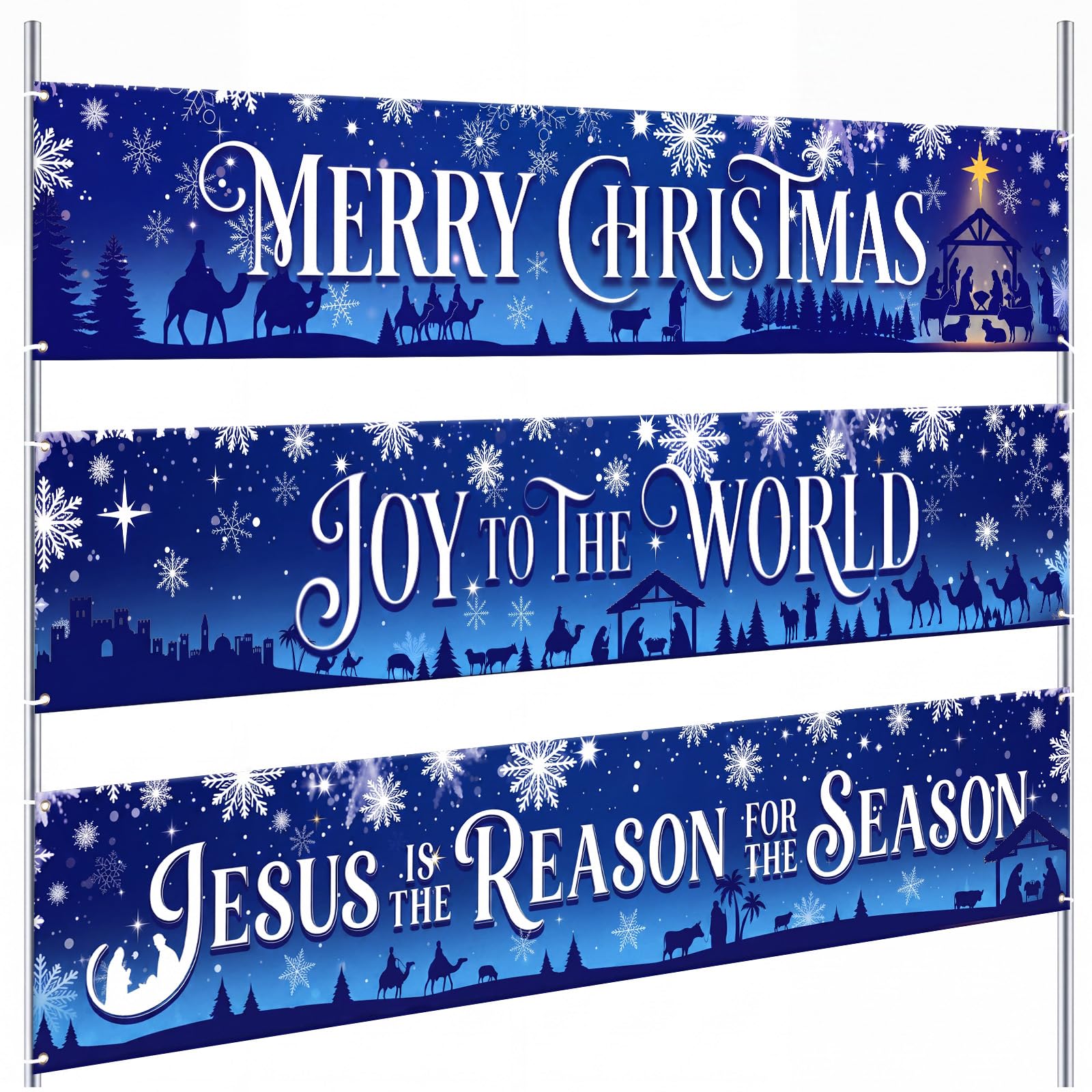 Remagr 3 Pcs Christmas Nativity Banner Party Decorations