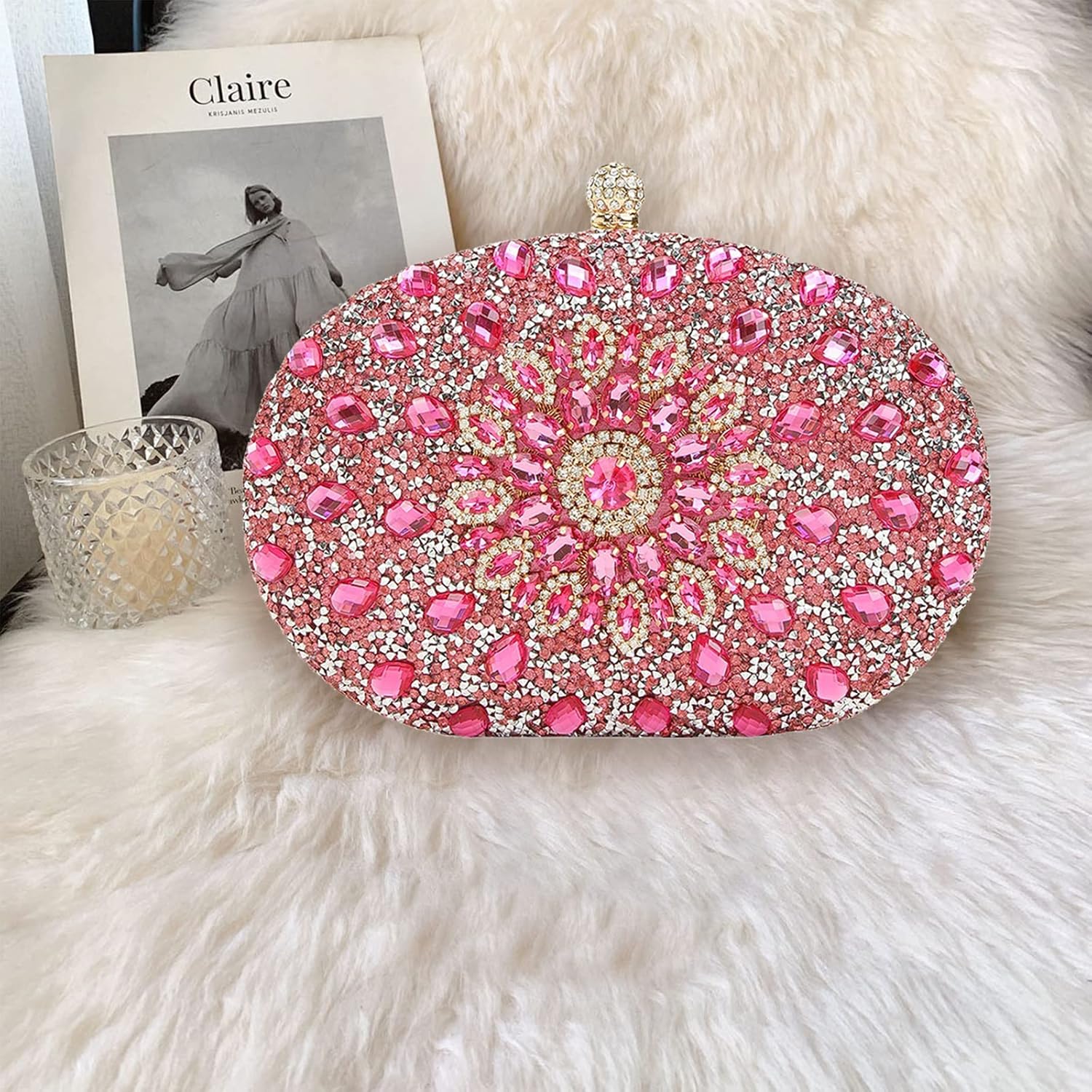 CORIOS Rhinestone Evening Bag for Women Sparkly Sequin Purse Bridal Wedding Handbag
