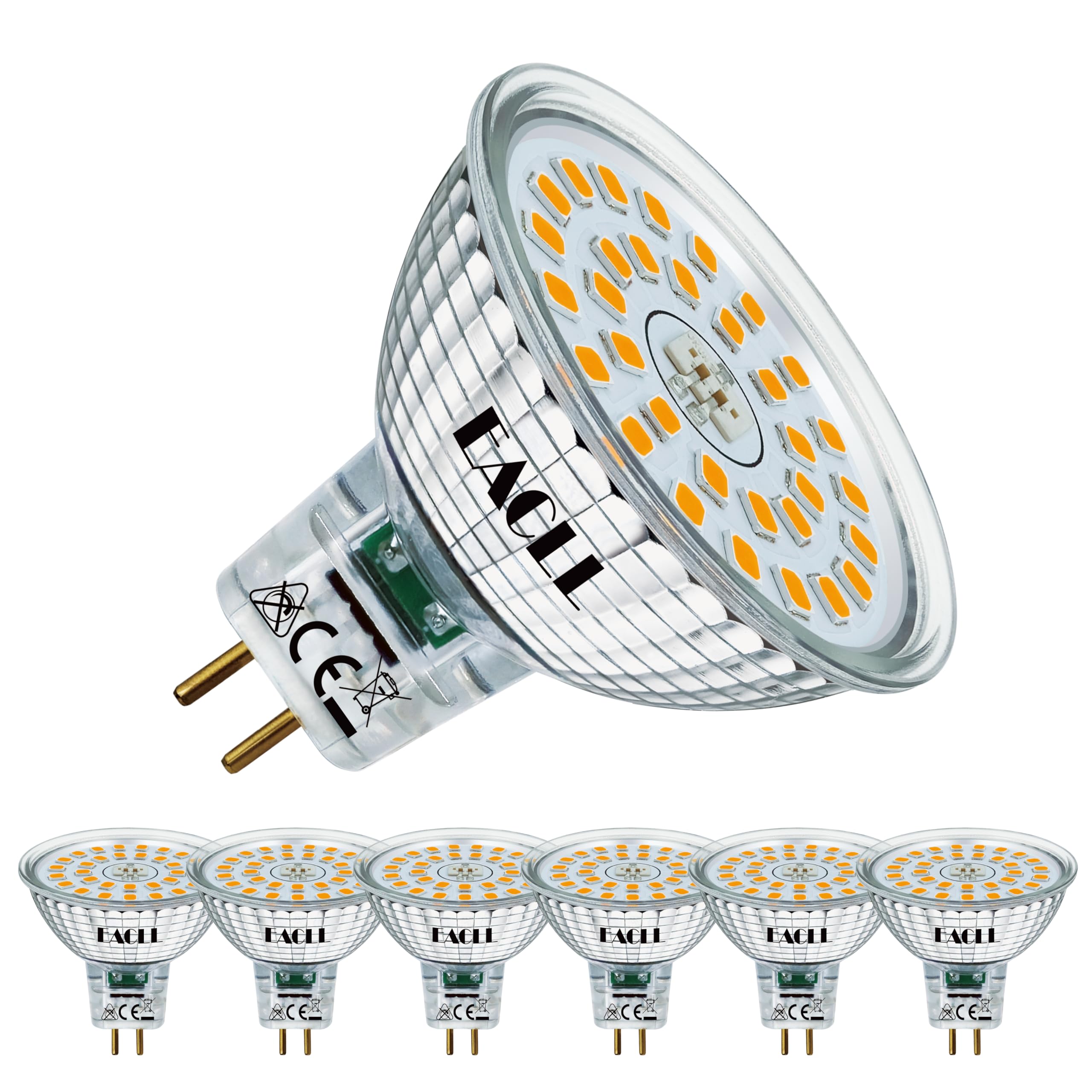 EACLL GU5.3 LED 6W/6.5W Ersetzt 50W/55W/60W Halogen MR16 Glühbirne Leuchtmittel, AC/DC 12V Flimmerfrei Strahler, Abstrahlwinkel 120 Grad Spot, Nicht Dimmbar Reflektorlampen