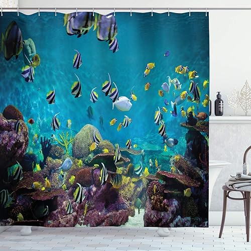 Ambesonne Home, juegos de cortinas de regadera con ganchos