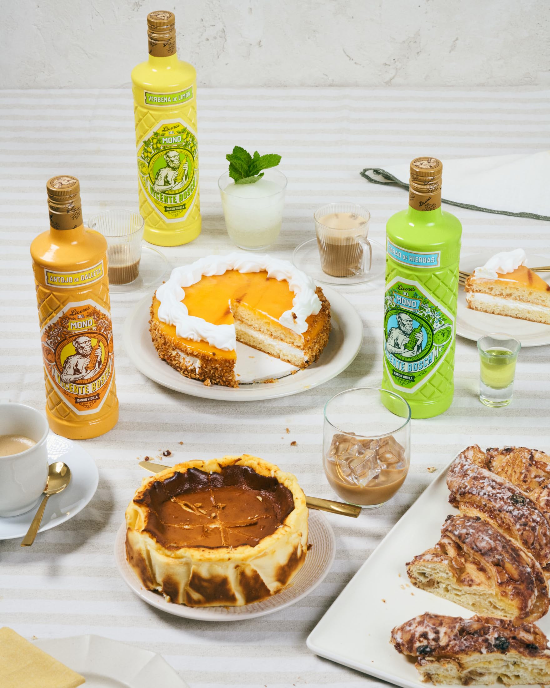 Licores del Mono Pack de 3 Sabores - Botellas de Galleta, Hierbas y Limón