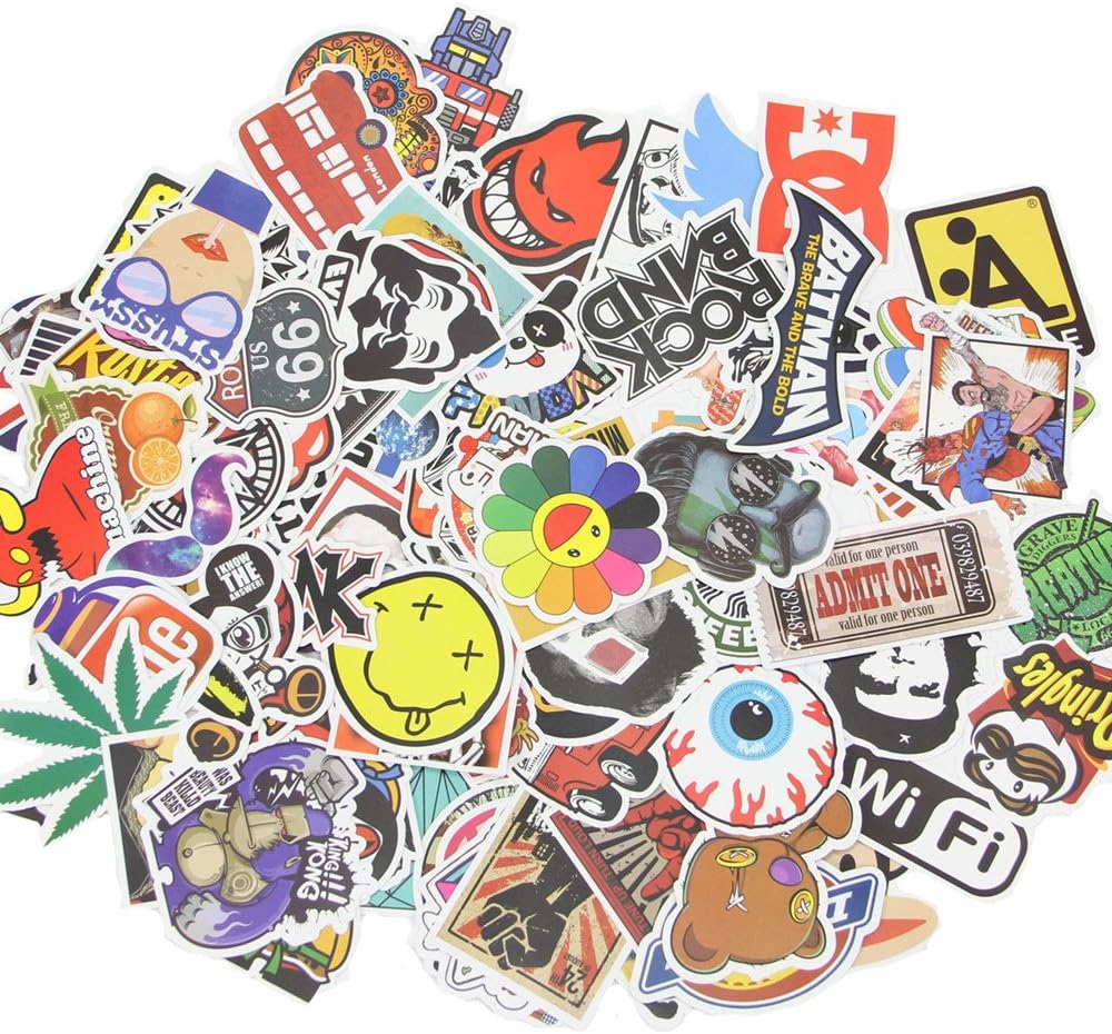 Car Stickers [100 pcs], Shuishou-A Laptop Stickers Motorcycle Bicycle Luggage Decal Graffiti Patches Skateboard Stickers for Laptop - No-Duplicate Sticker Pack