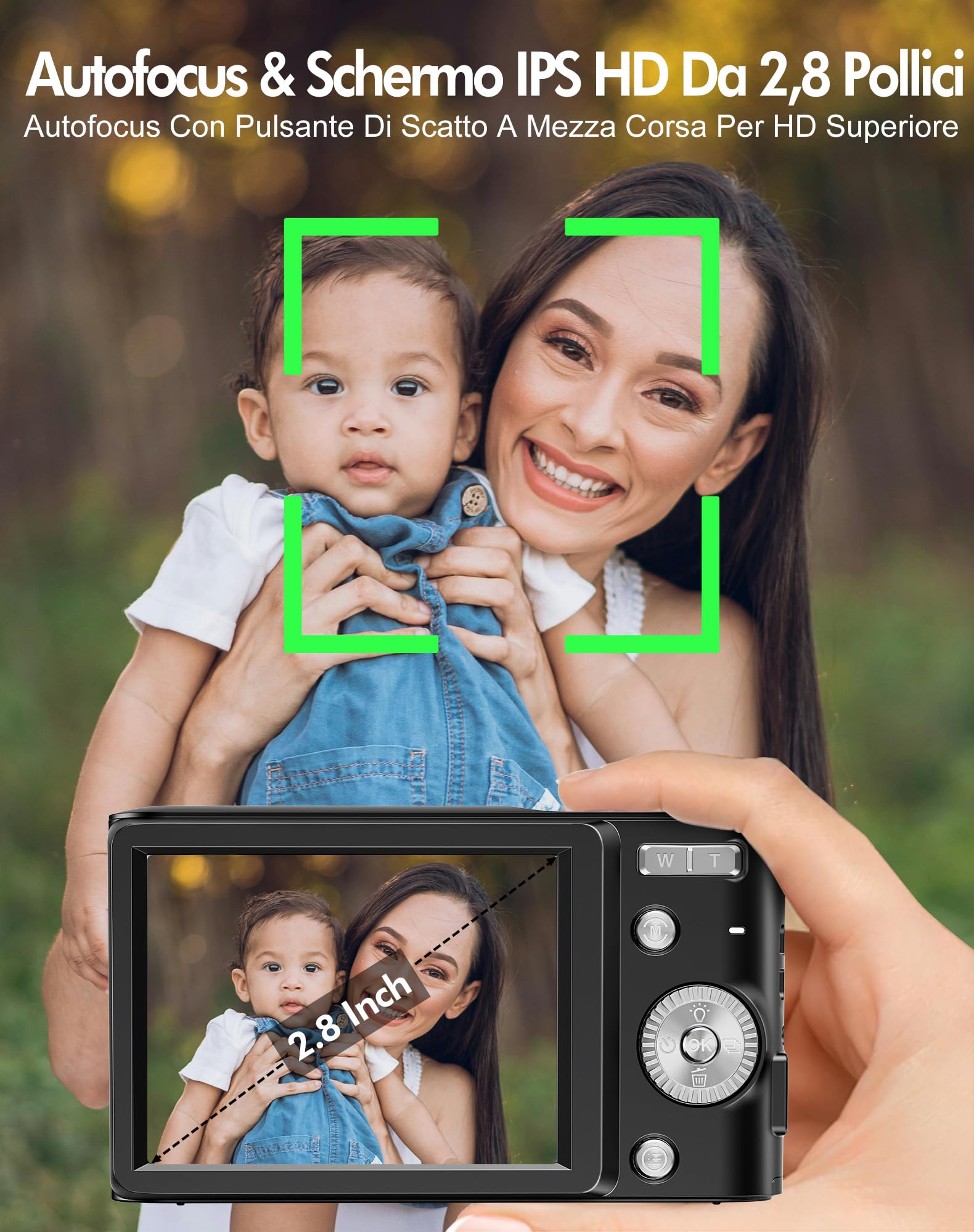 Macchina Fotografica Digitale 4K 50MP con Zoom 16X,Fotocamera Digitale Compatta con Schermo da 2.8" IPS,Anti-Scossa,Scheda 32GB e Funzione Webcam - Macchina Fotografica Perfetta per Bambini e Princ