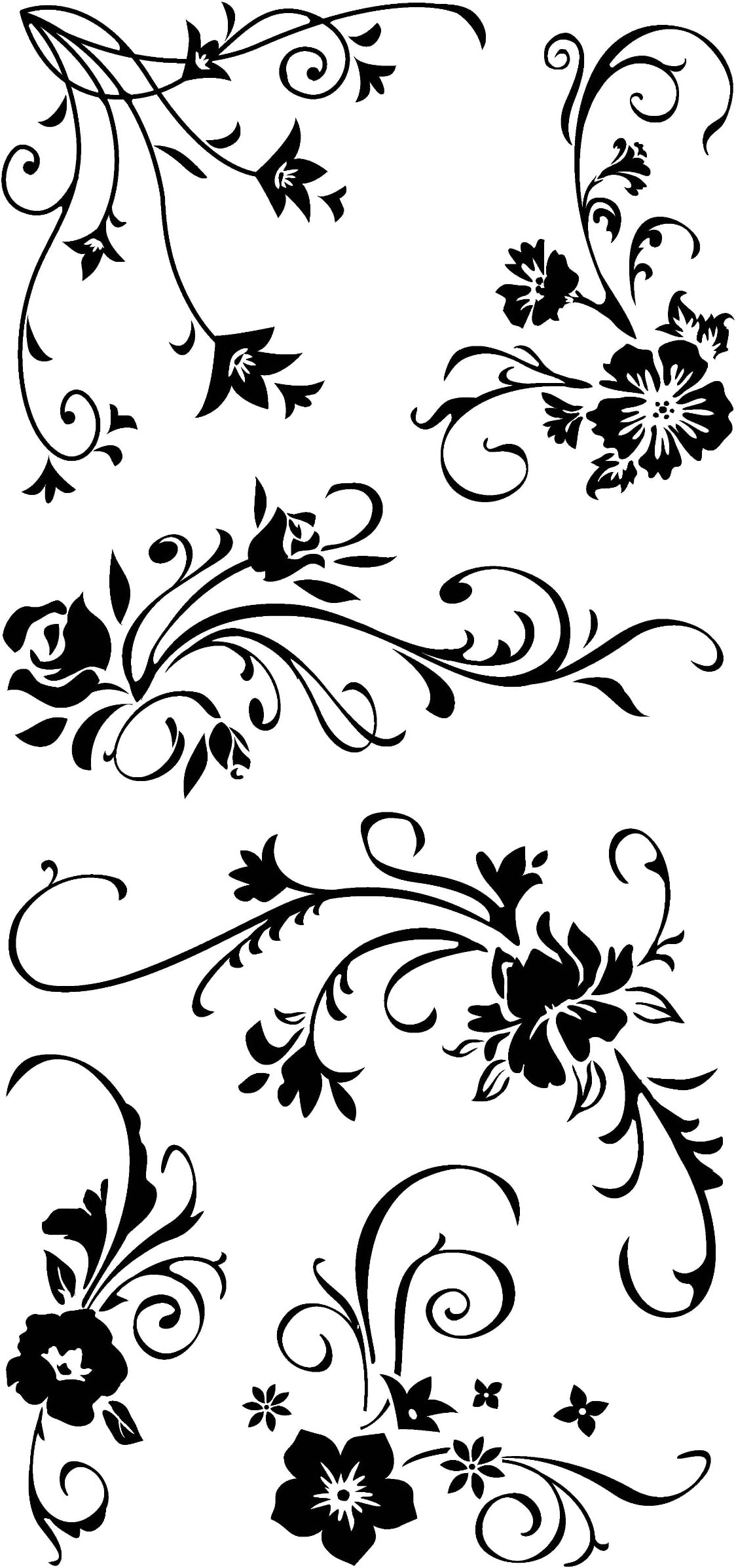 Inkadinkado Floral Flourish Clear Stamp Set for Arts and Crafts, 6pc