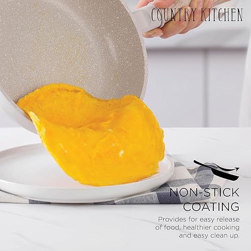 Miniatura 4 de Country Kitchen Juego de utensilios de cocina de aluminio fundido antiadherente, utensilios de cocina duraderos para cocina diaria, mango redondo