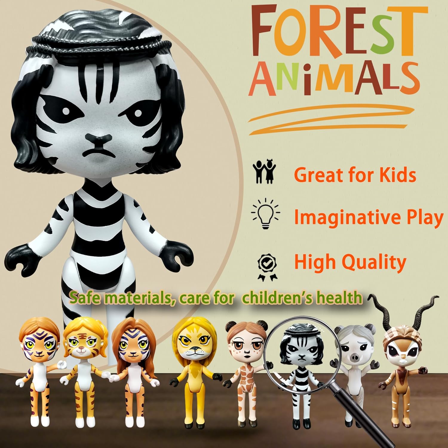 PLENTY MORE Forest Animal Theme Series Action Figure - 3.5 inches / 8cm Collectible Action Figure, Creative Forest Animal Toy, Educational & Fun Play for Ages 3+, Safe & Non-Toxic (Zeb Forest)