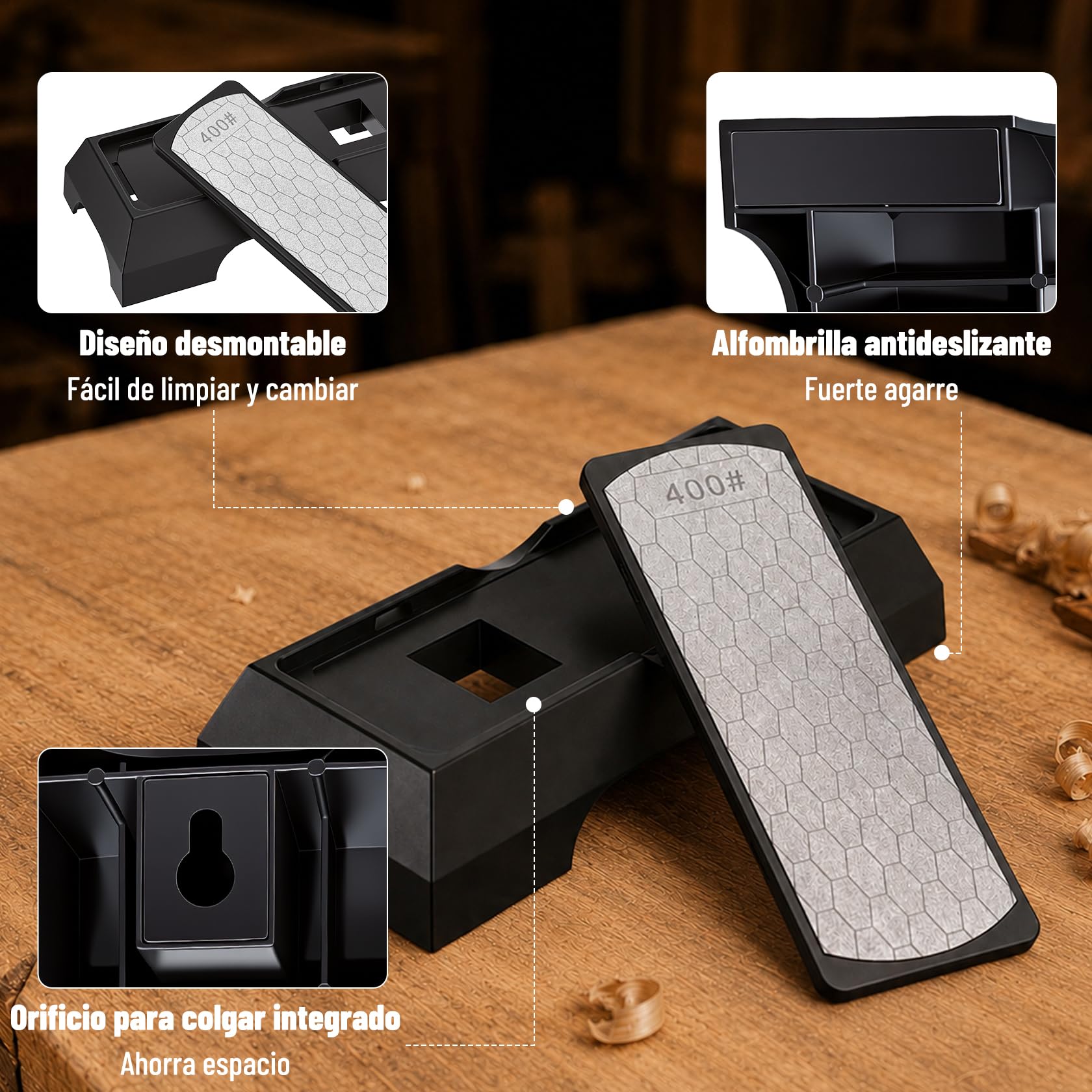 Pindex Guía de Afilado y Piedra Diamantada para Cinceles y Avione Hogar DIY