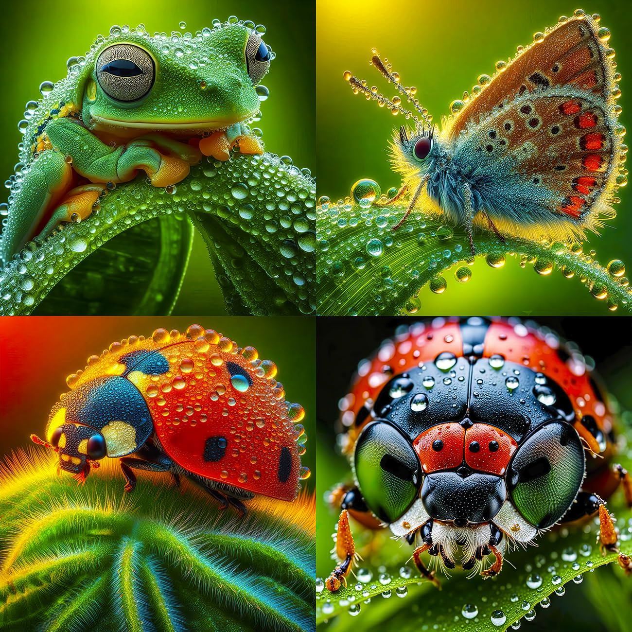 Bgraamiens Puzzle- Beautiful Wild Life in Dew Collage Puzzle for Adults 1000 Pieces,High Definition Colorful Square Wild Life Jigsaw Puzzle