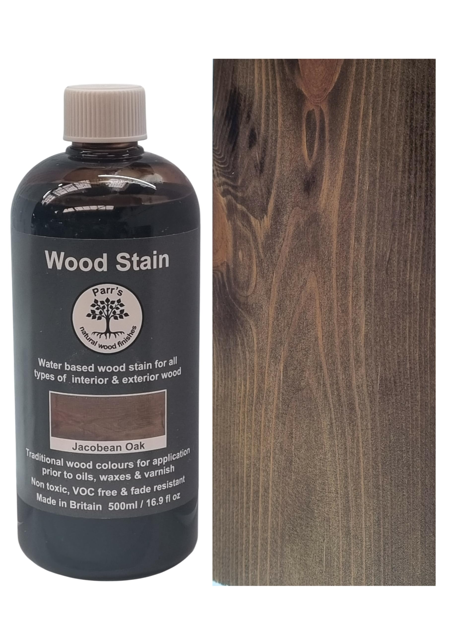 Parr's Water Based Wood Dye/Stain - Environmentally Friendly VOC Free - for Interior Woodwork - Jacobean Oak - 500ml (500ml)