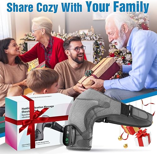 Miniatura 7 de Soporte de hombro con calefacción inalámbrica, almohadilla térmica de hombro con masaje, masajeador de hombro calentado para hombres y mujeres,