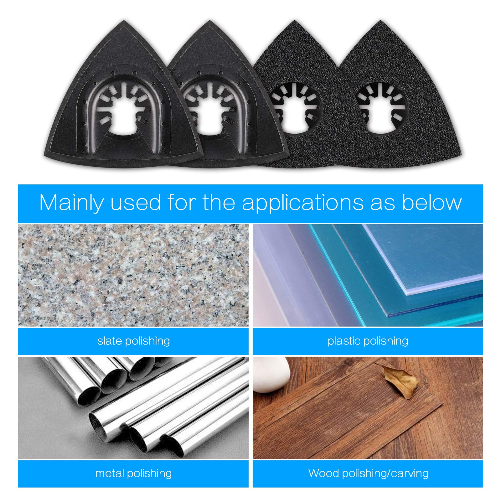 JIZZU Piastra di Levigatura Accessori, 4 Pezzi Piastra Strumenti di Levigatura 80mm, Piastra di Levigatura Utensile Multifunzione Utensili, per Legno, Metallo, Intonaco