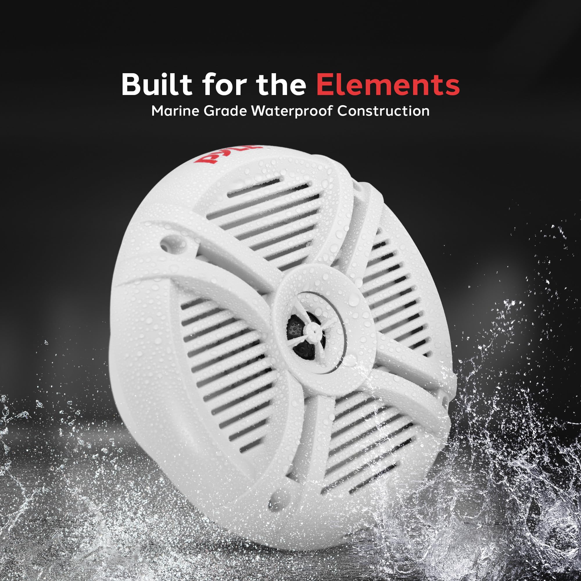 Pyle Dual 7.7'' Water Resistant Marine Speakers, 2-Way Full Range Stereo Sound, 280 Watt, White (Pair)