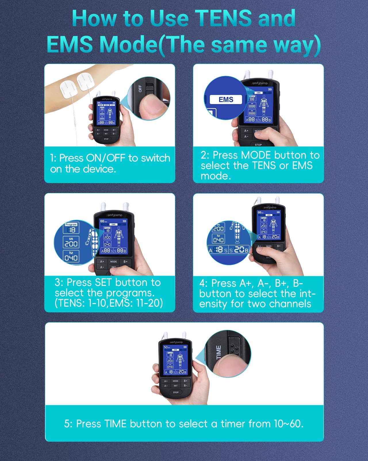 Comfytemp TENS Unit - Pain Relief & Muscle Stimulator -8 Comfytemp TENS Unit - Pain Relief & Muscle Stimulator -8