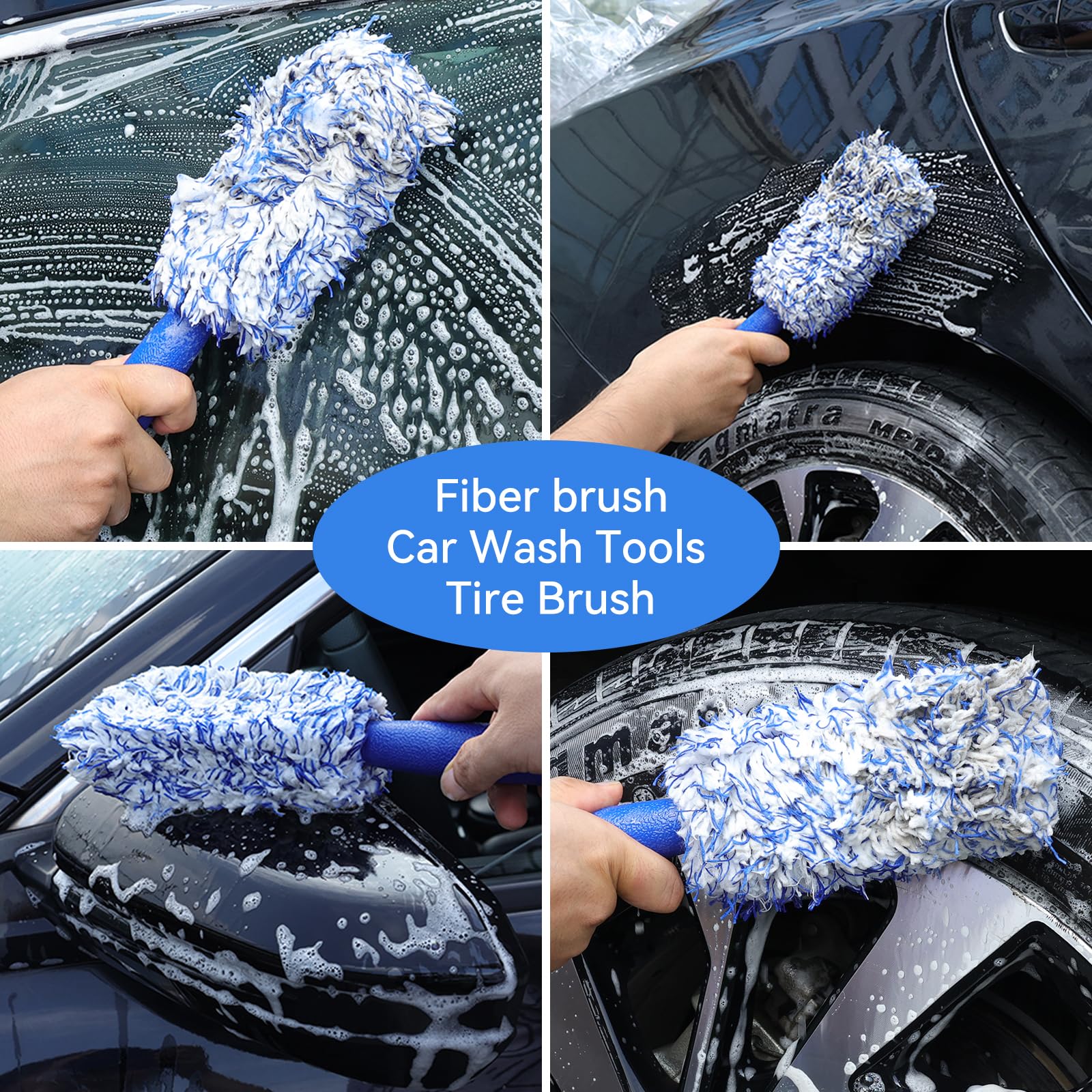 Spazzola Per Cerchioni Auto - Set 3 Pezzi In Microfibra Per Pulizia Ruote - Foto 2