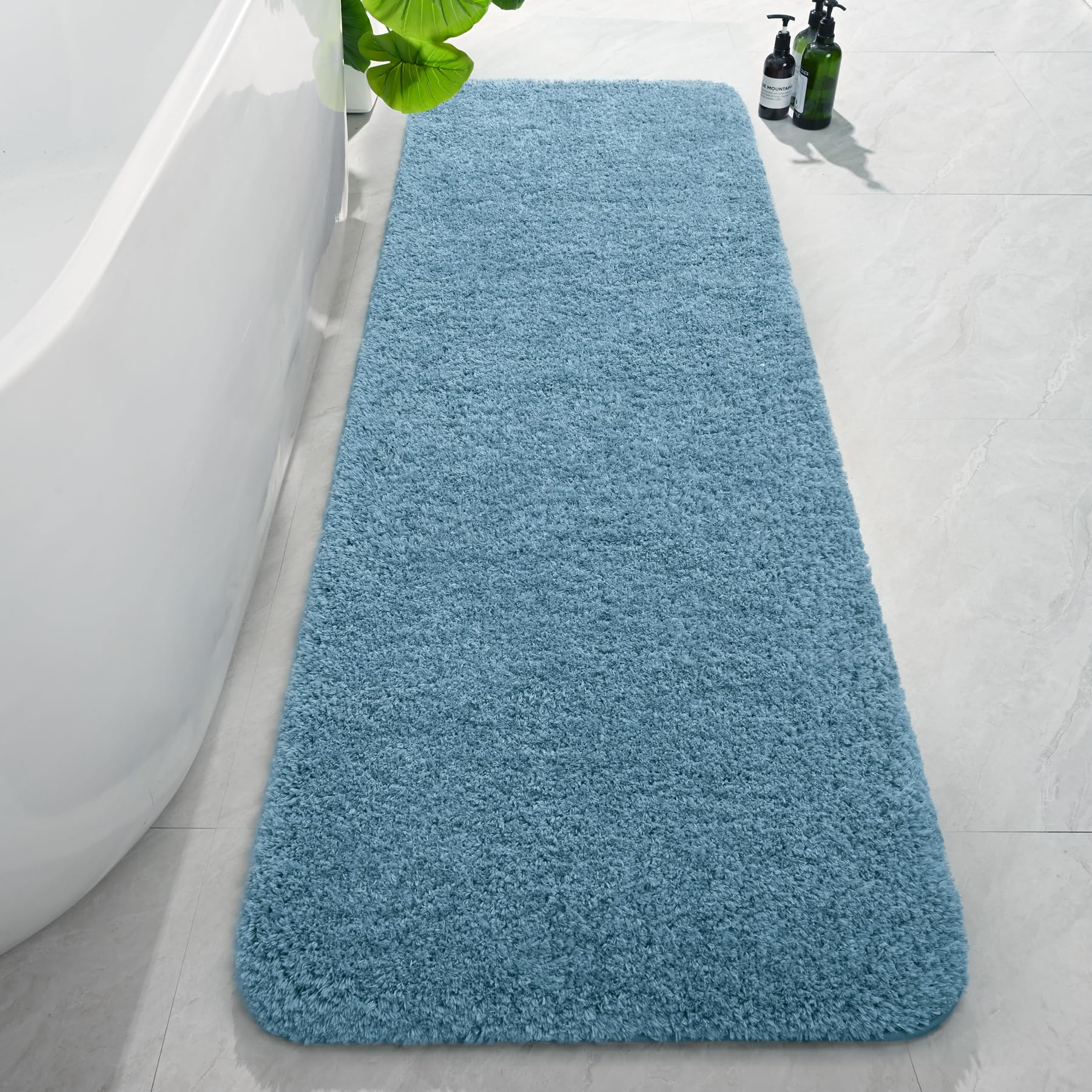 AROGAN Luxury Long Bathroom Runner Rug, 24x72 Inch Thick Soft and Absorbent Non Slip Bath Mat, Rubber Backing Quick Dry Rugs Carpets, Machine Washable