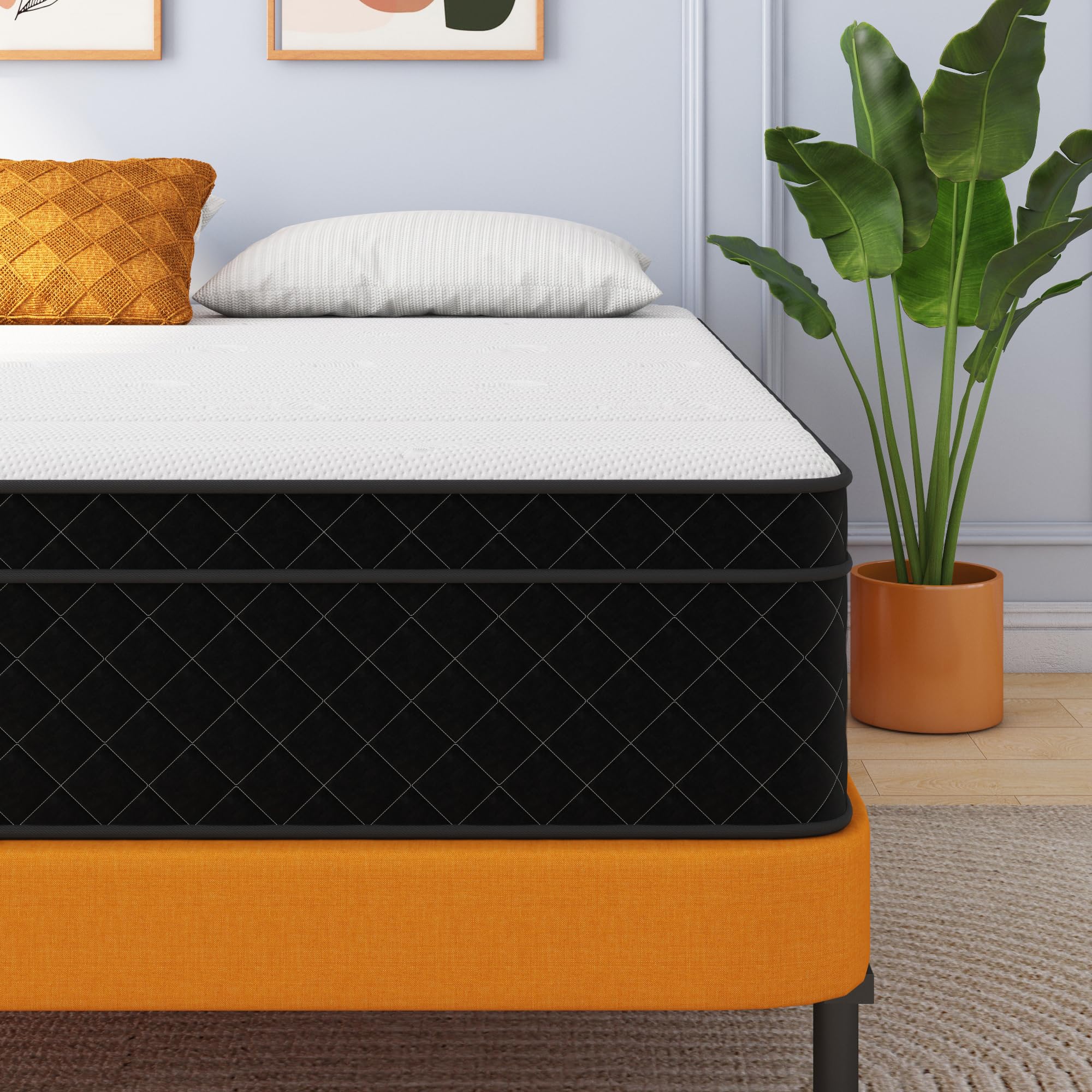 Swbvs Queen Mattress 12 Inch, Hybrid Mattress Queen Size, Bed Matress in a Box, Pressure Relief & Fiberglass Free