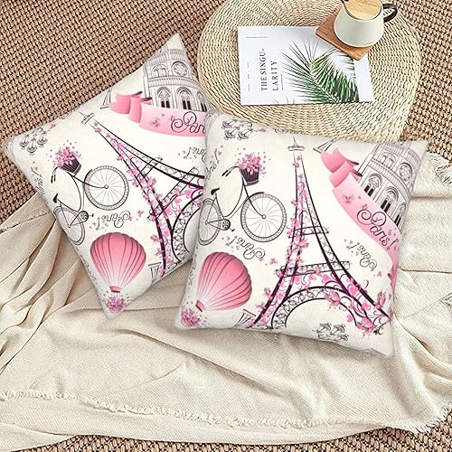 Miniatura 6 de Duduho Paris - Juego de 2 fundas de almohada cuadradas decorativas para dormitorio, salón, sofá, cama de 18.0 x 18.0in