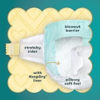 Vista 4 de Pampers Pañales Swaddlers, talla 3 (13-26 libras), 136 unidades, absorbentes, mantiene al bebé seco y cómodo, pañal desechable seguro para la piel