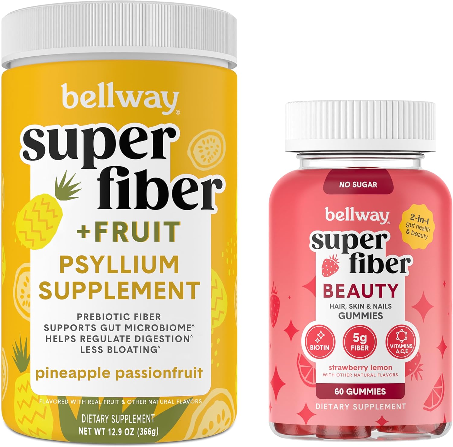 Bellway Super Fiber Powder + Fruit, Pineapple Passion Fruit Super Fiber Beauty Gummies
